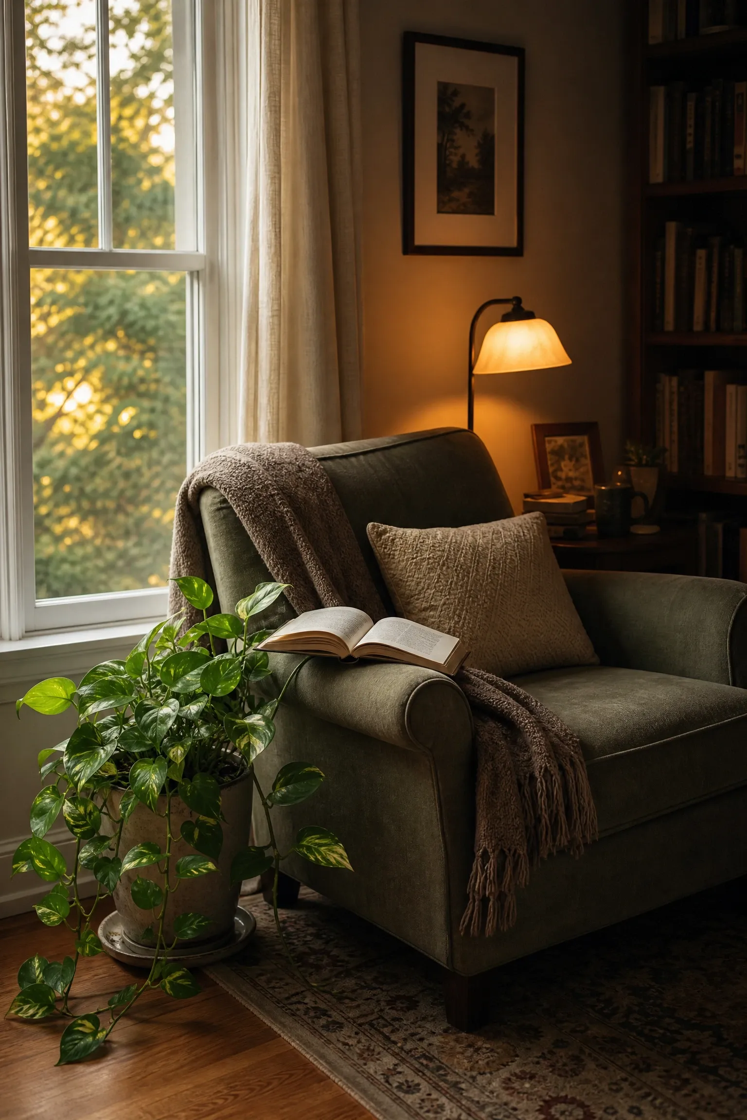 the reading nook green accent