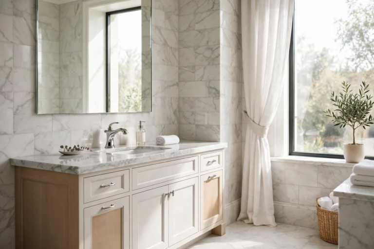 Bathroom silver fixtures
