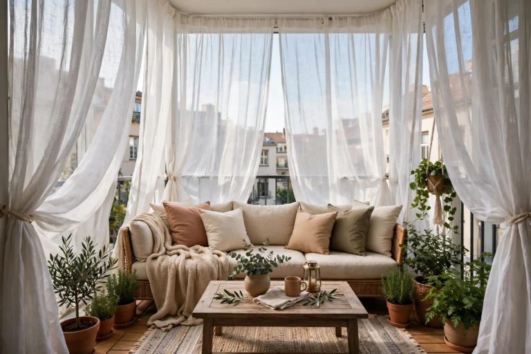 Apartment balcony curtains