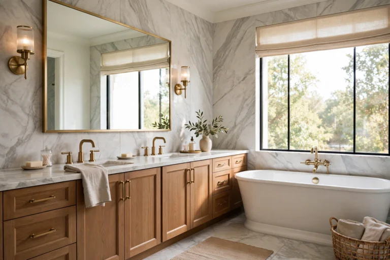Bathroom gold accents