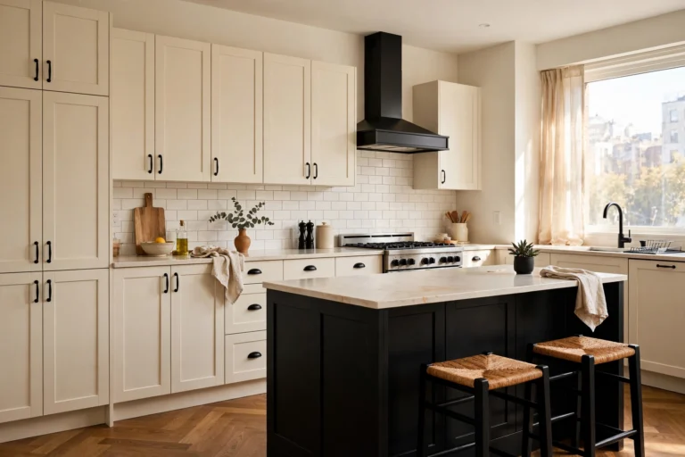 Black and cream kitchen