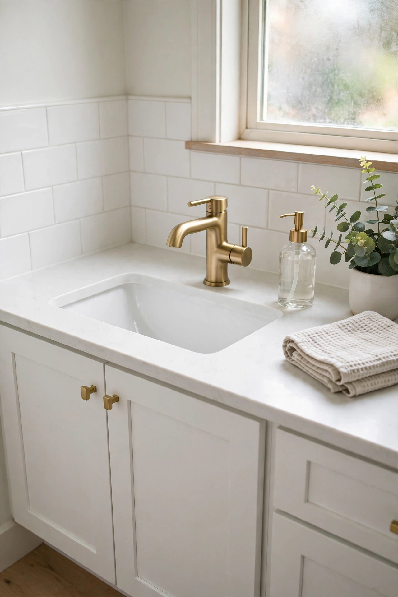Bathroom gold accents