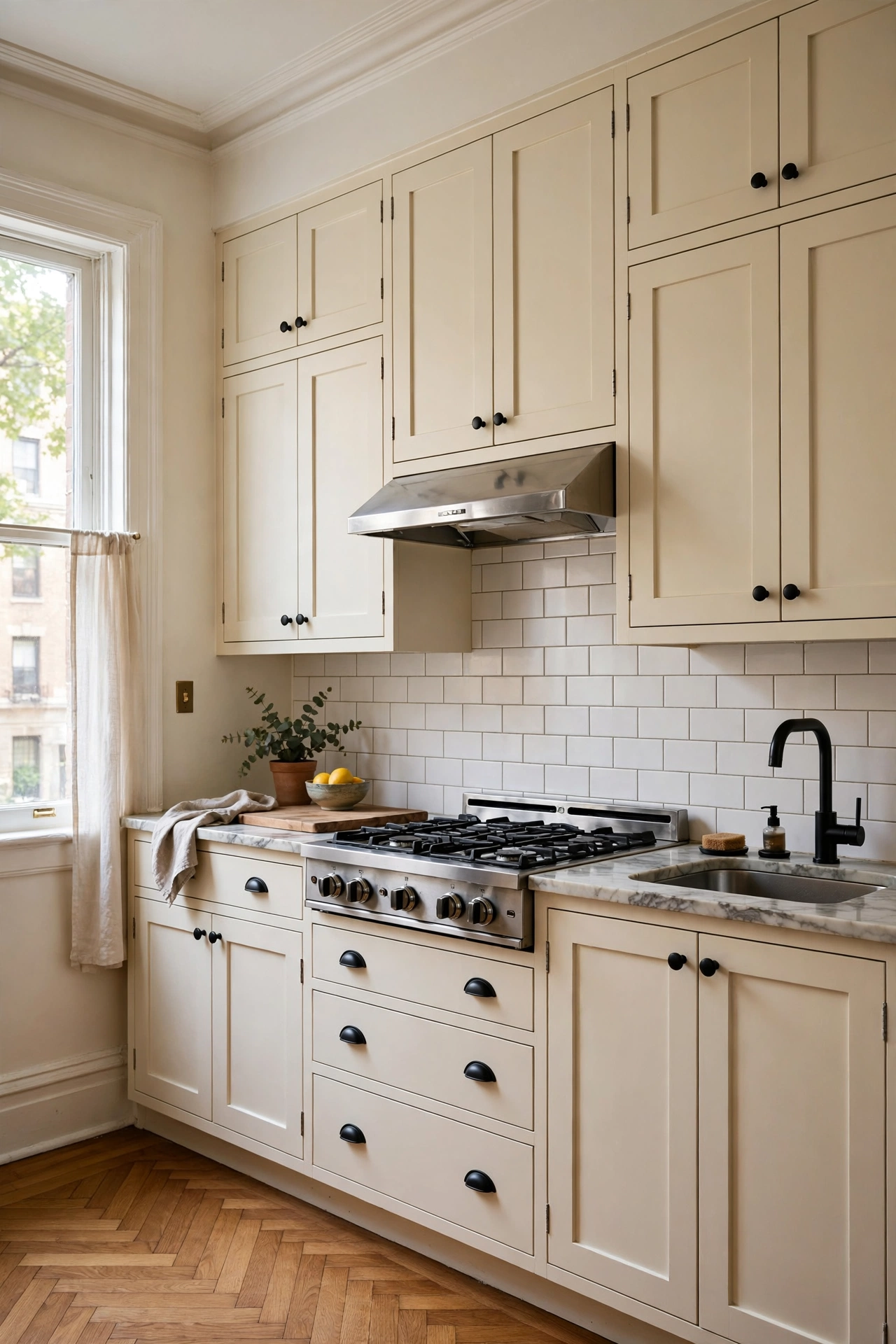 Black and cream kitchen