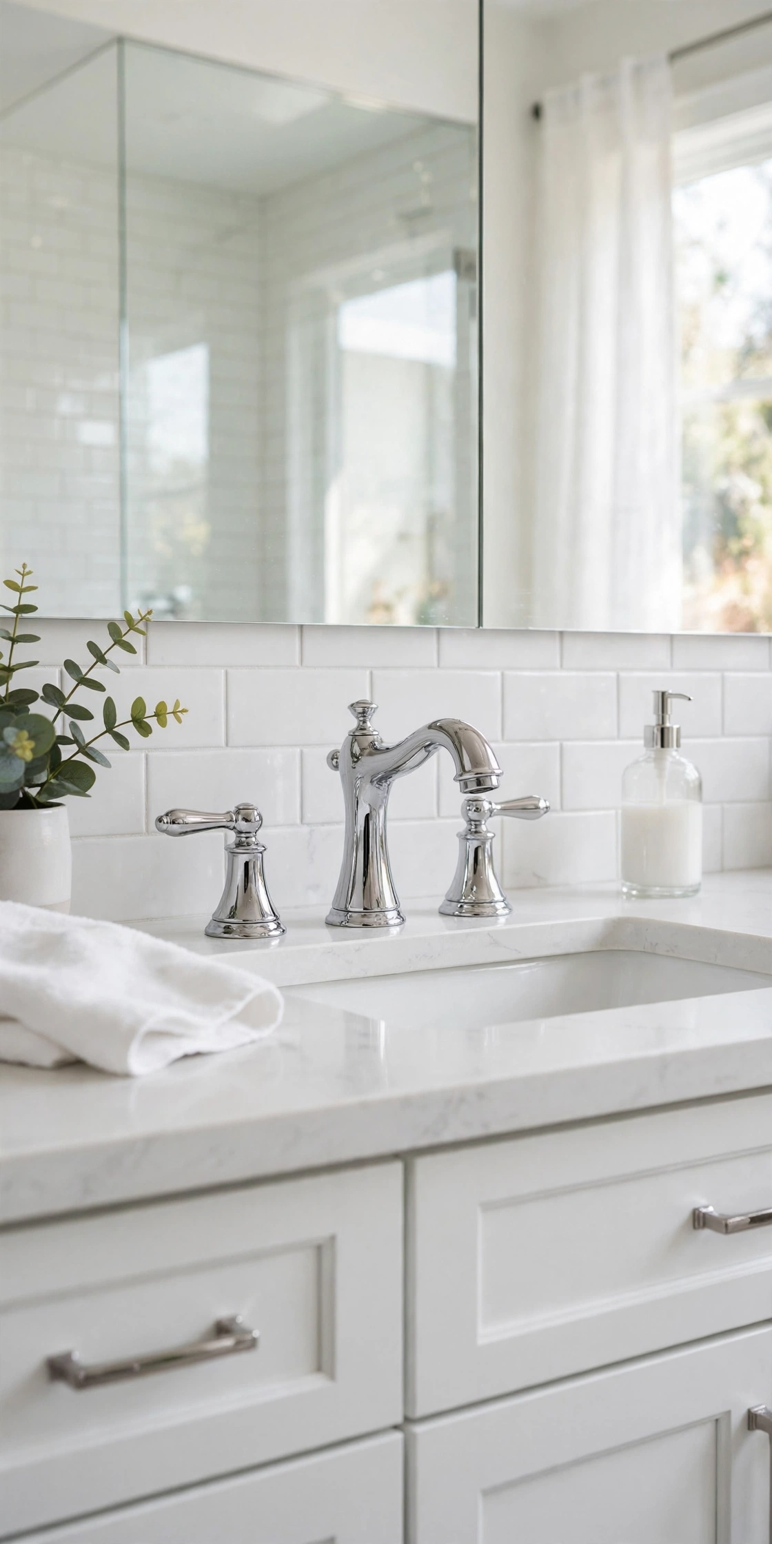 Bathroom silver fixtures