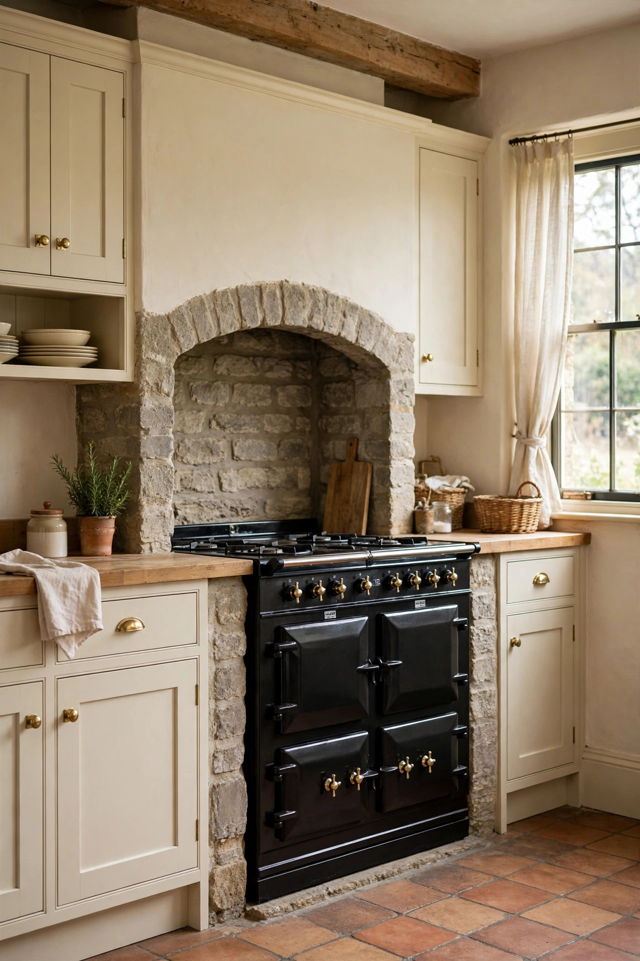Black and cream kitchen