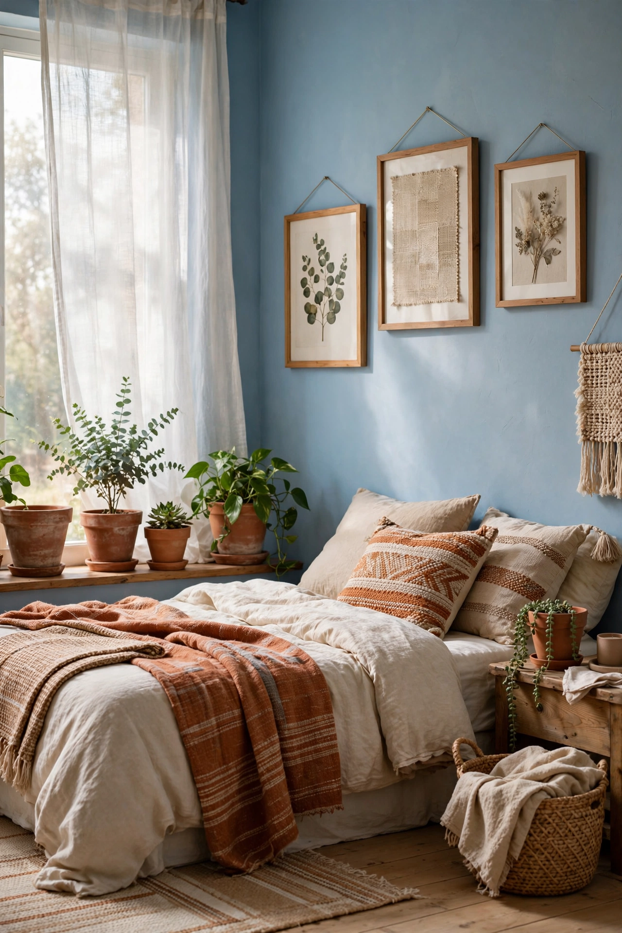 Blue and orange apartment decor