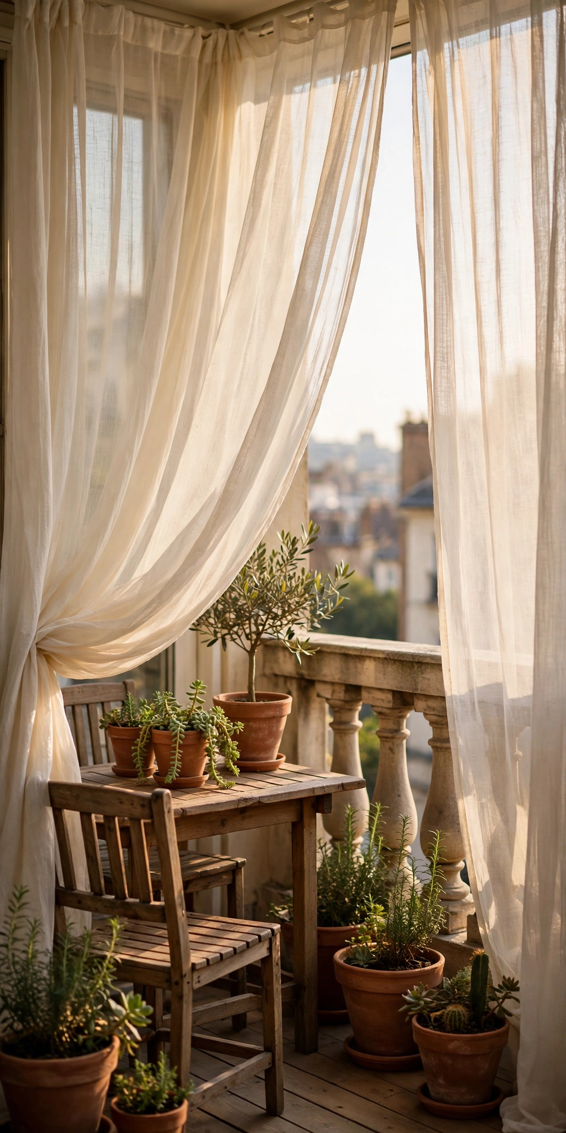Apartment balcony curtains