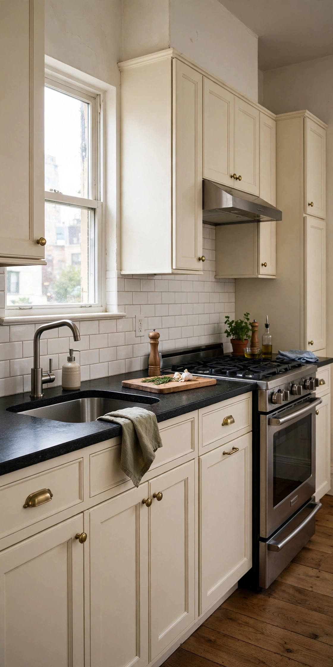 Black and cream kitchen