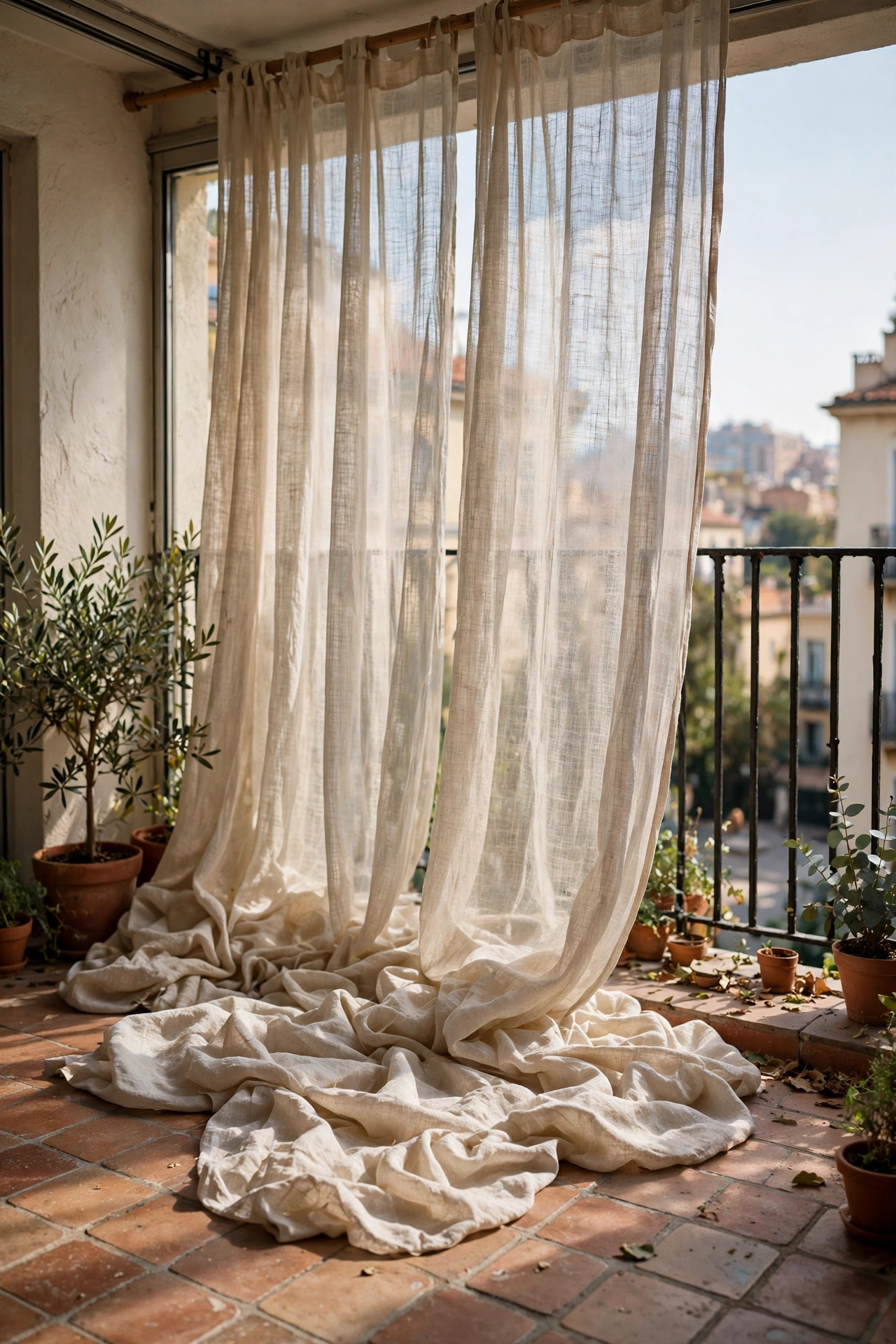 Apartment balcony curtains