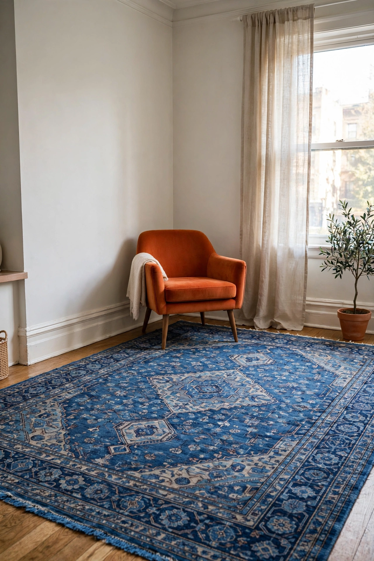 Blue and orange apartment decor