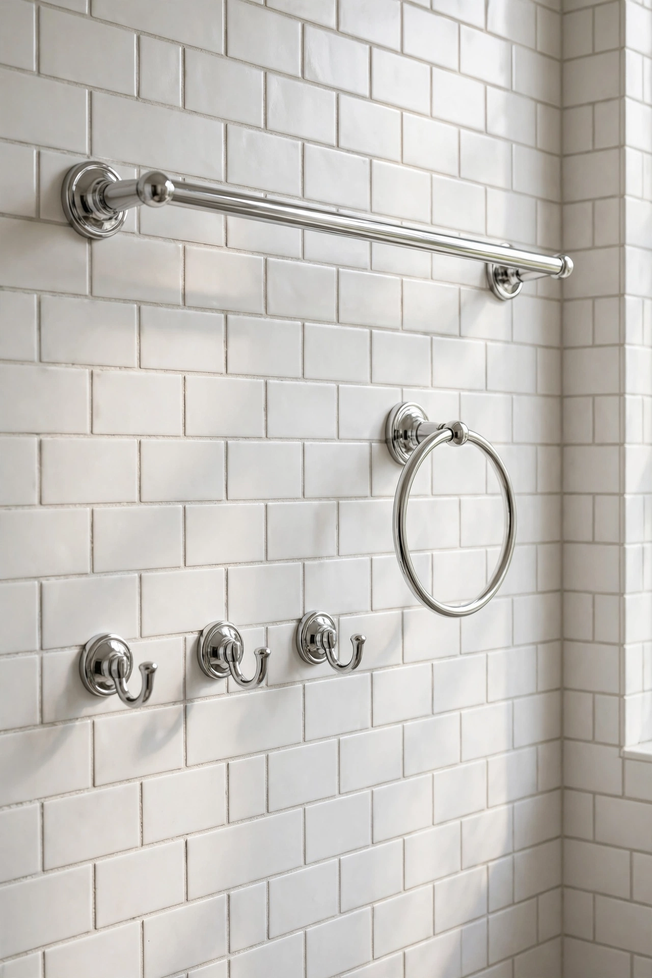 Bathroom silver fixtures