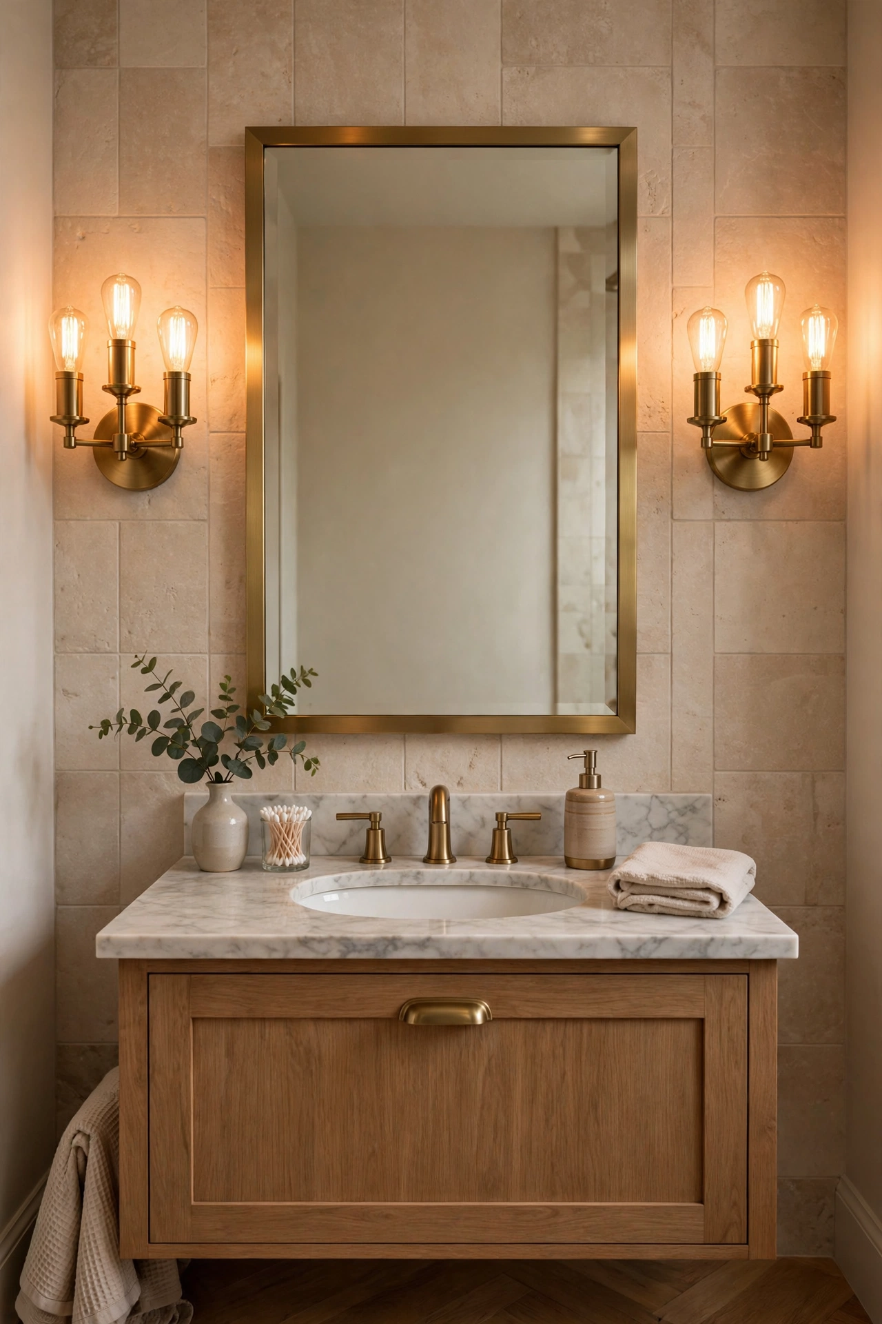 Bathroom gold accents