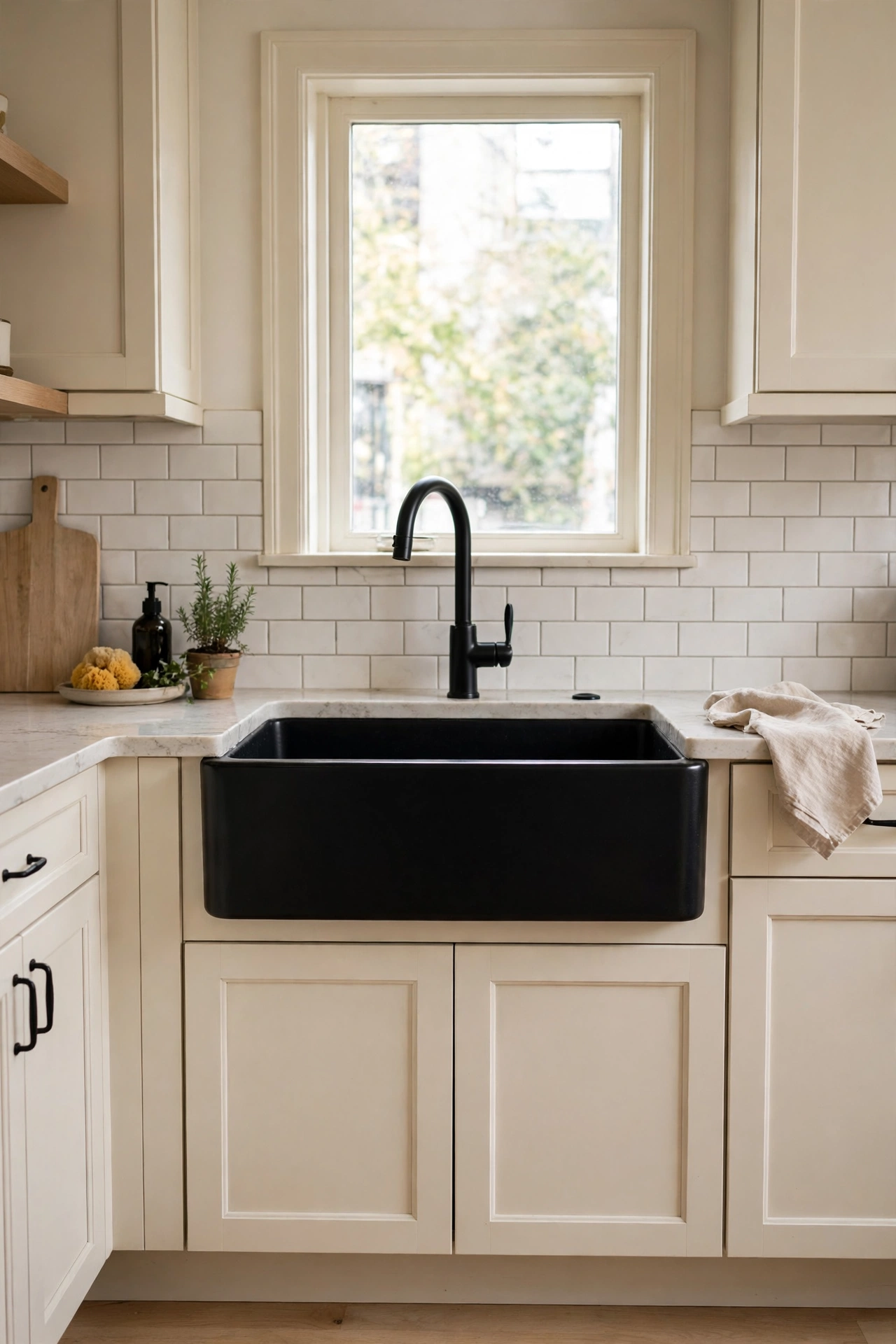 Black and cream kitchen