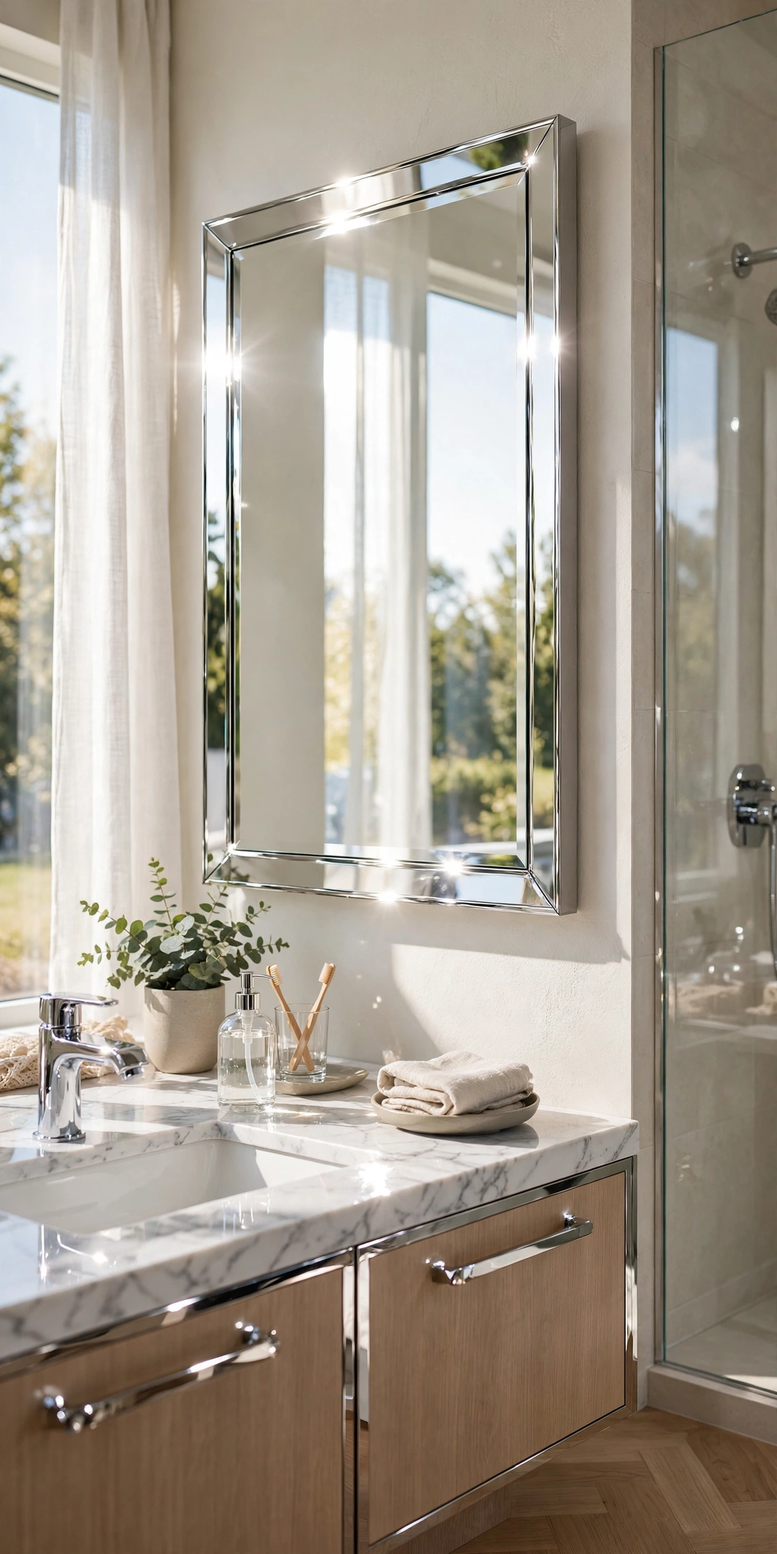 Bathroom silver fixtures