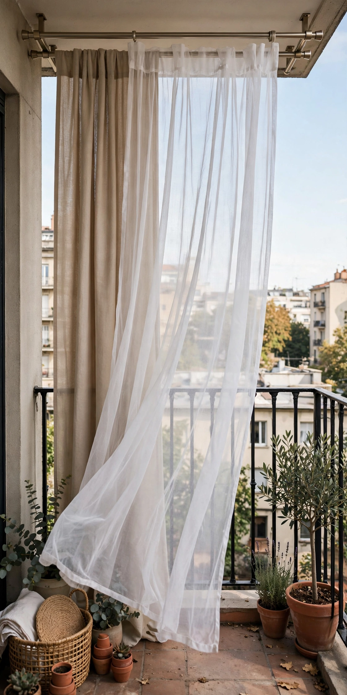 Apartment balcony curtains