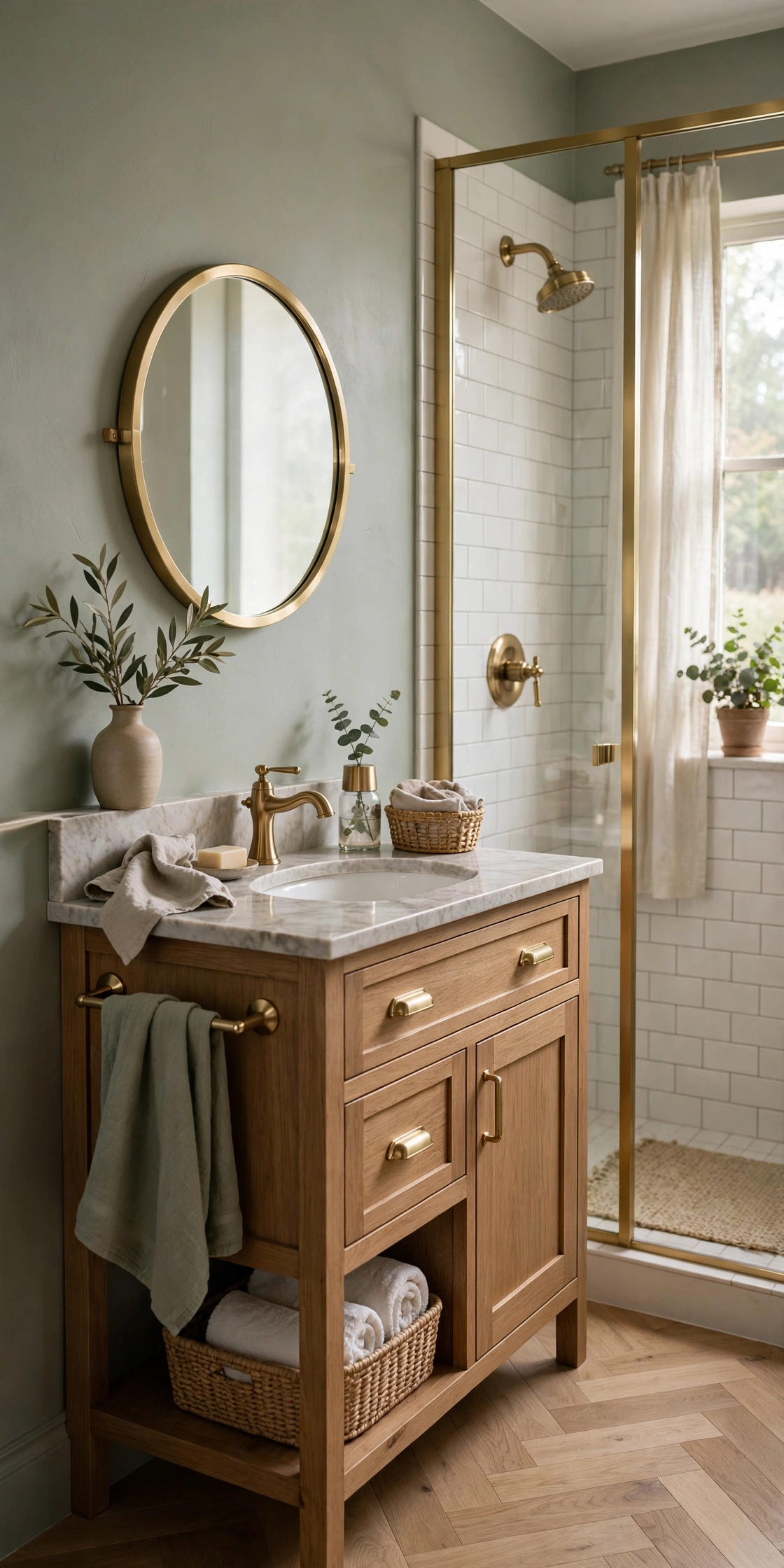 Bathroom gold accents