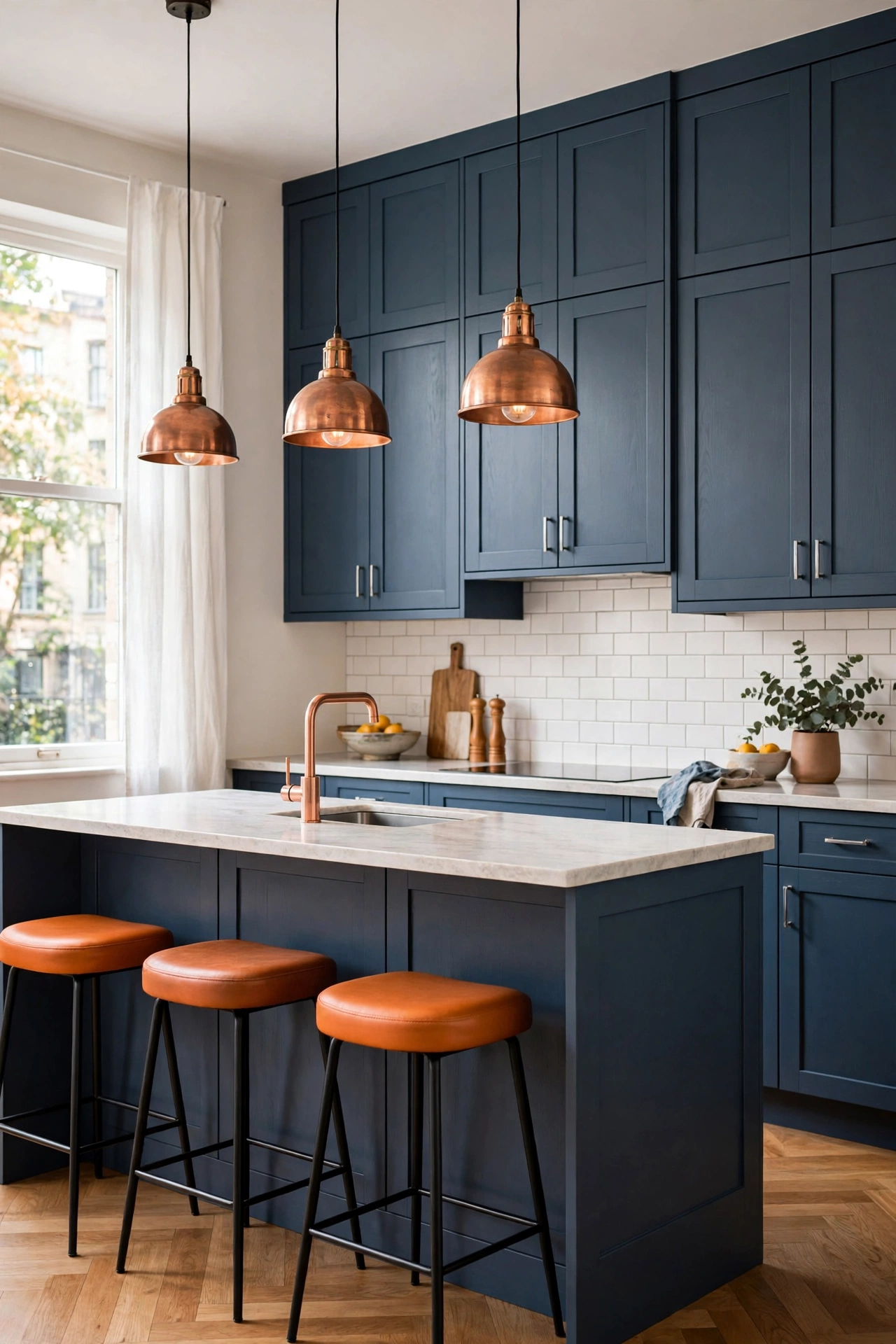 Blue and orange apartment decor