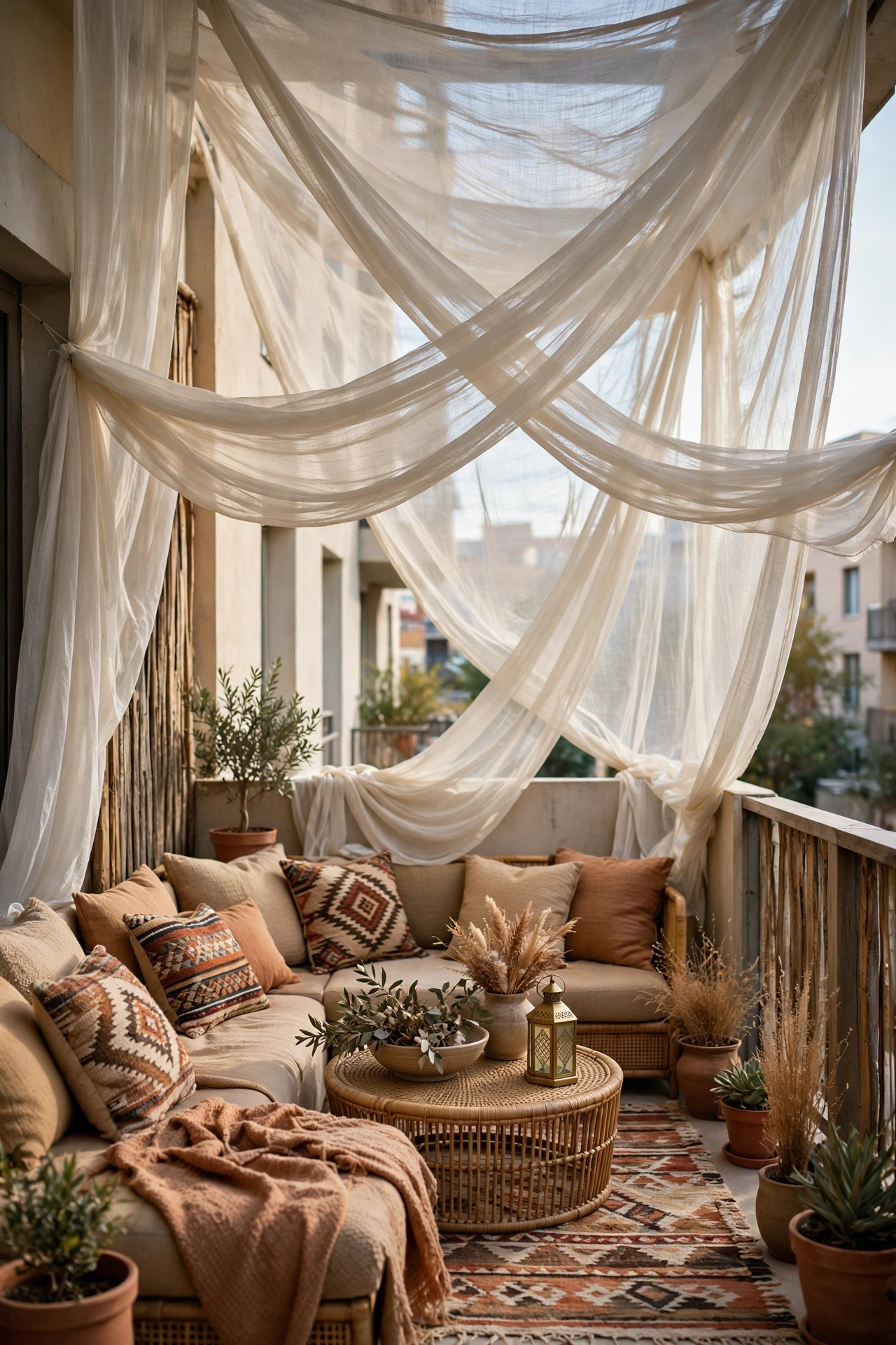 Apartment balcony curtains