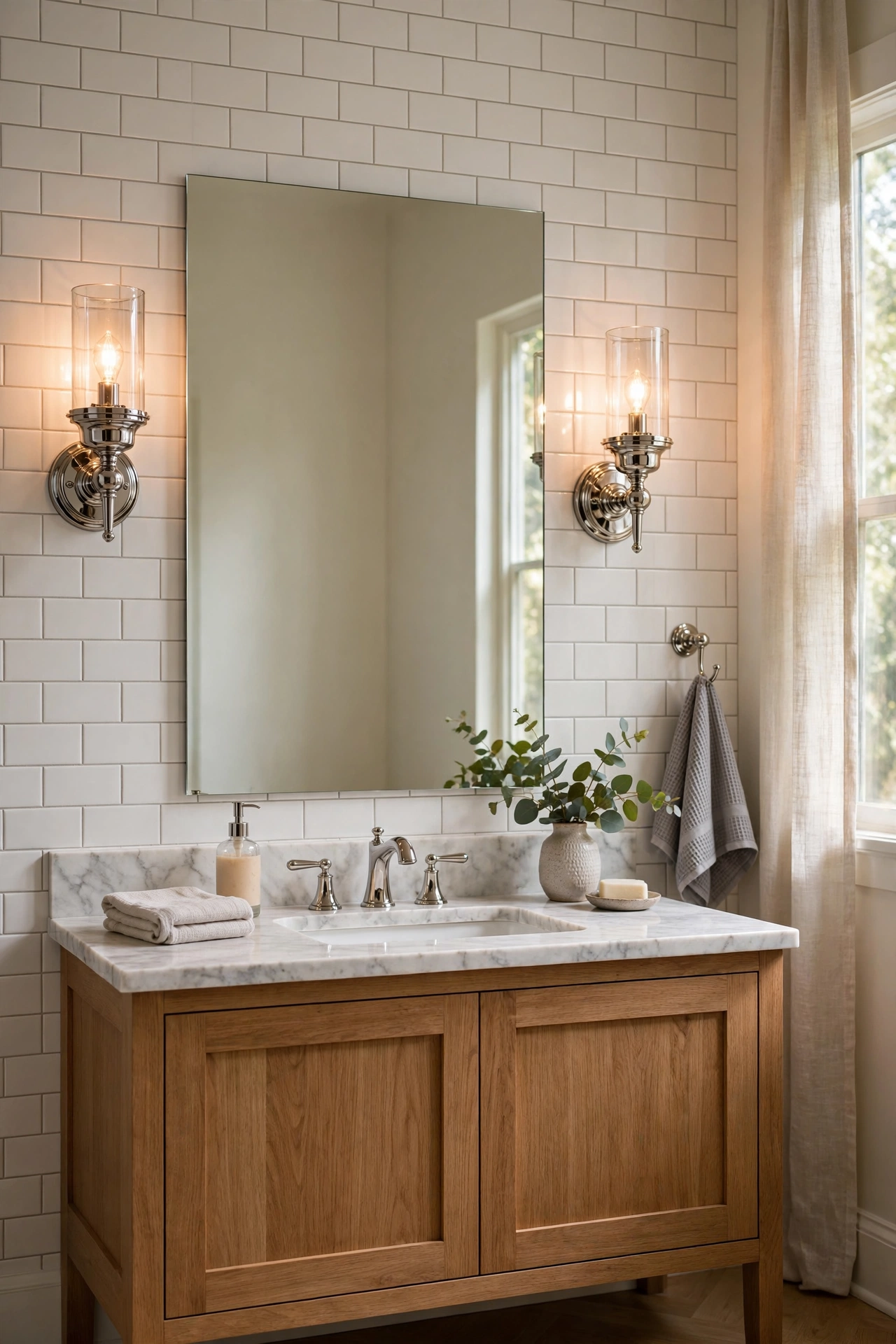 Bathroom silver fixtures