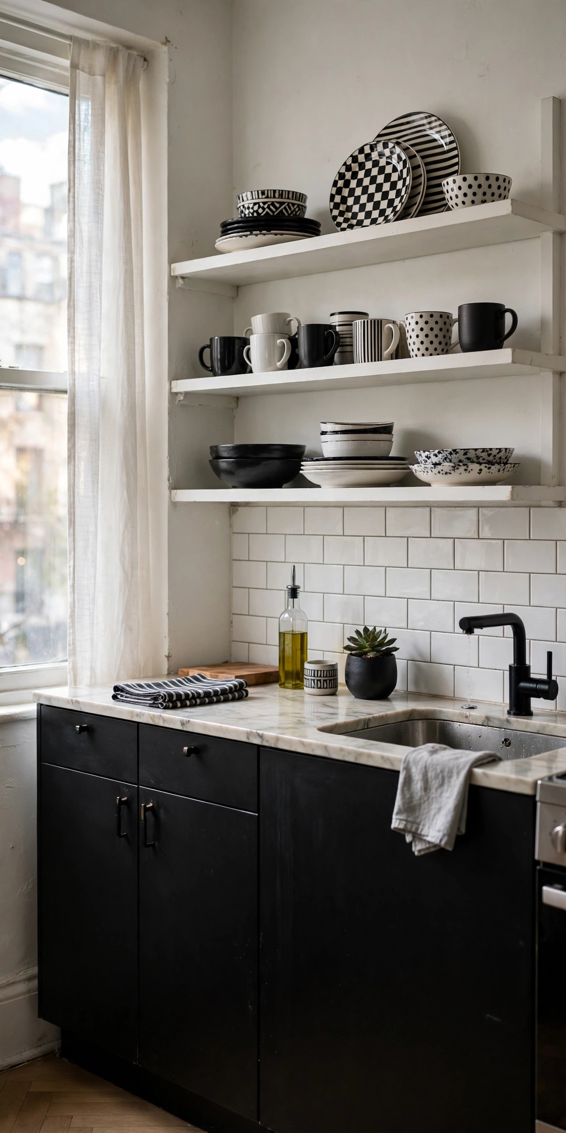Black and white modern kitchen