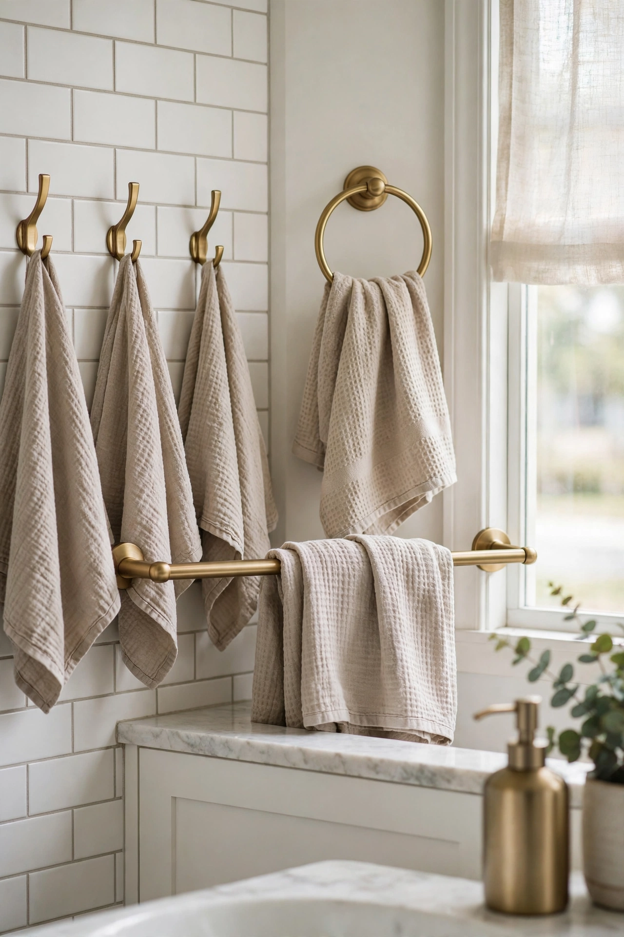 Bathroom gold accents