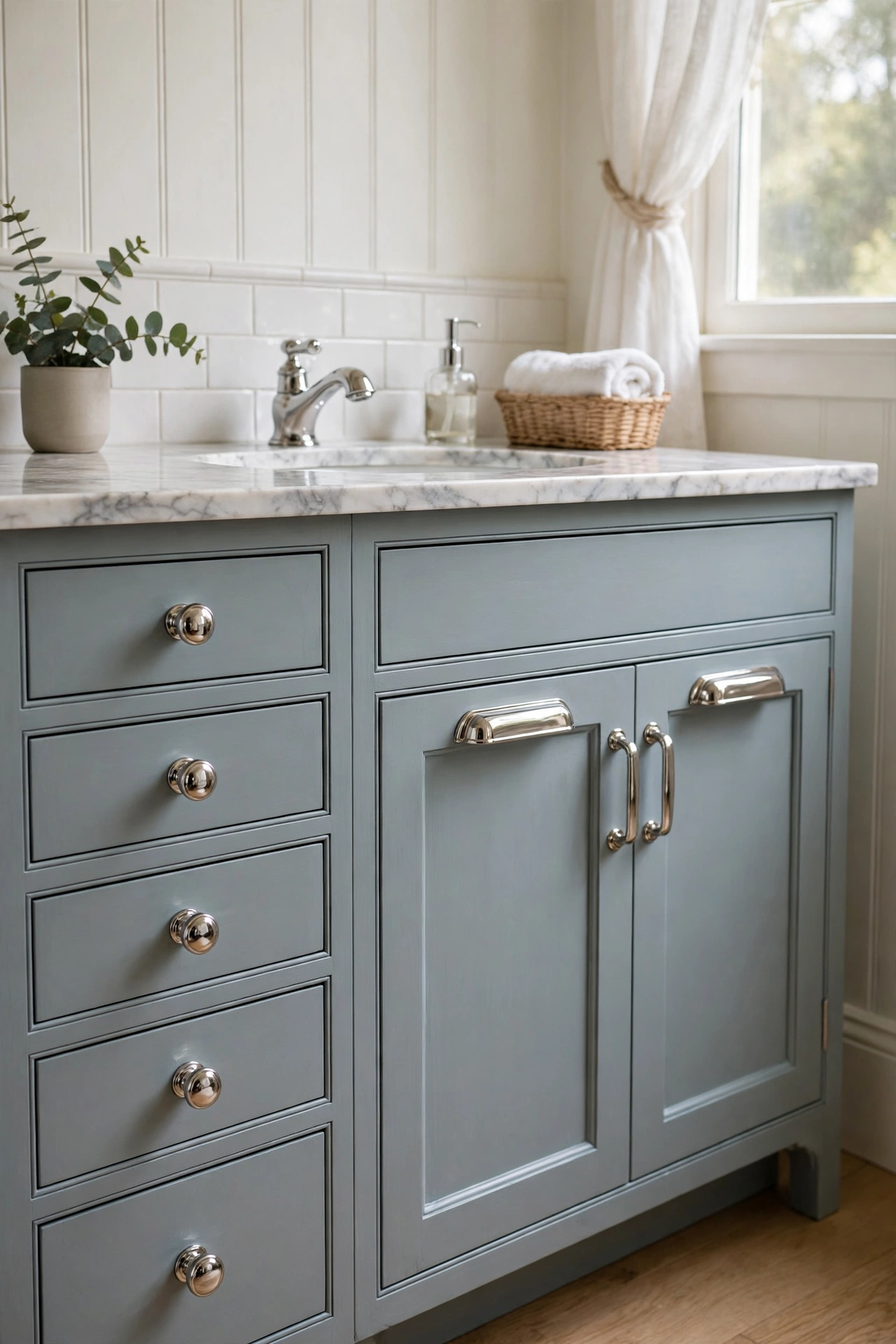 Bathroom silver fixtures