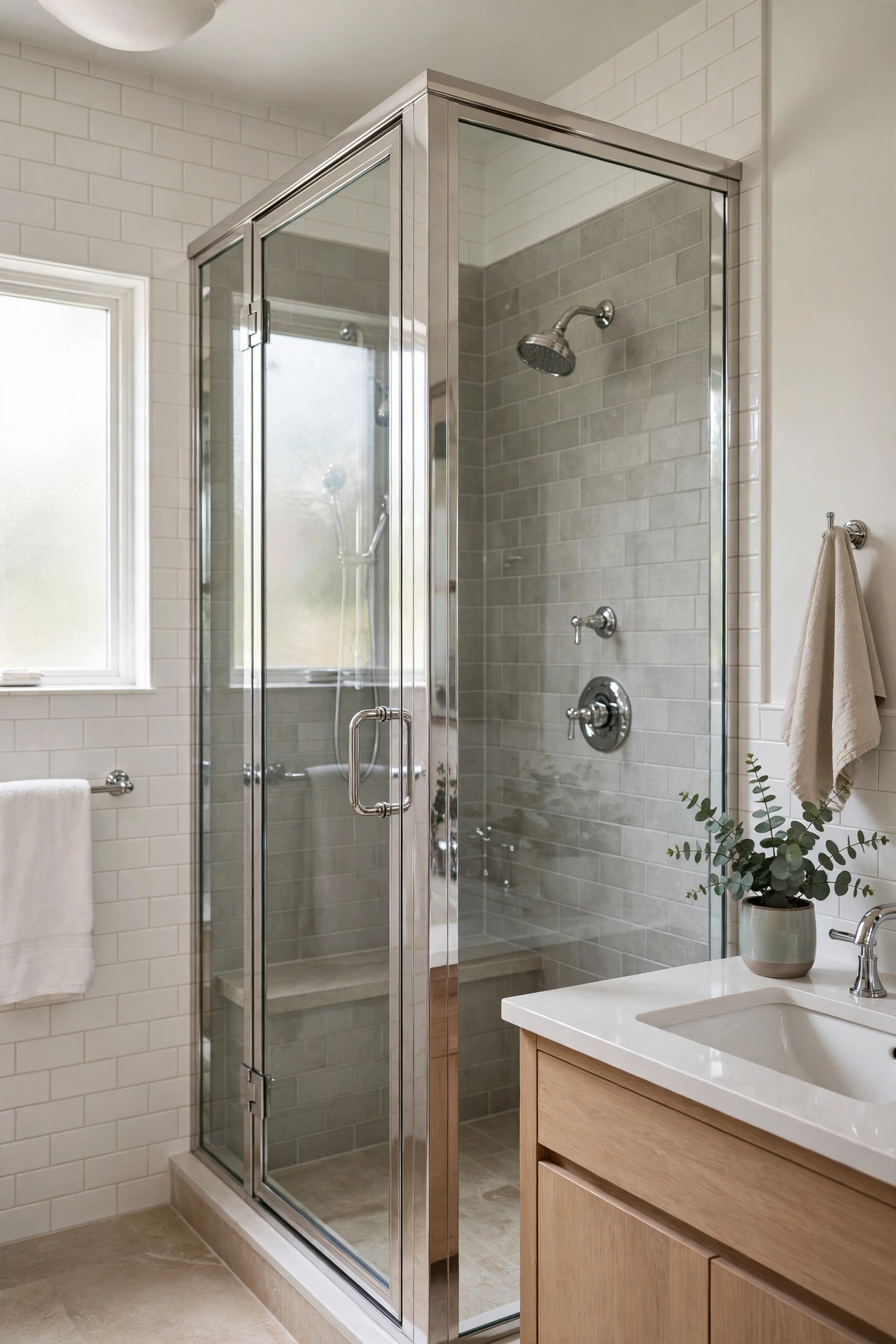 Bathroom silver fixtures