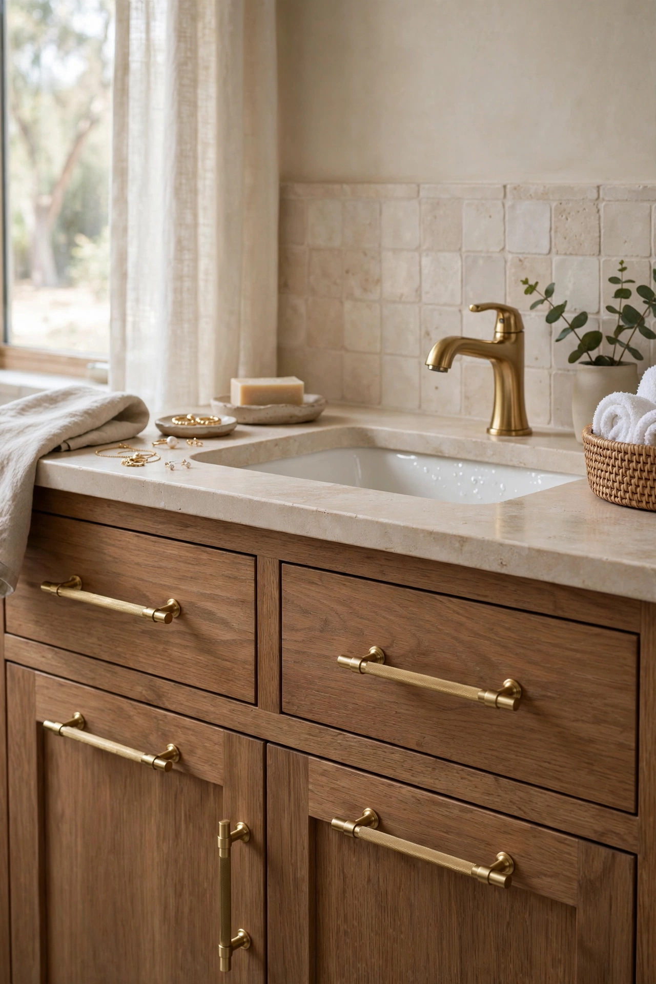 Bathroom gold accents