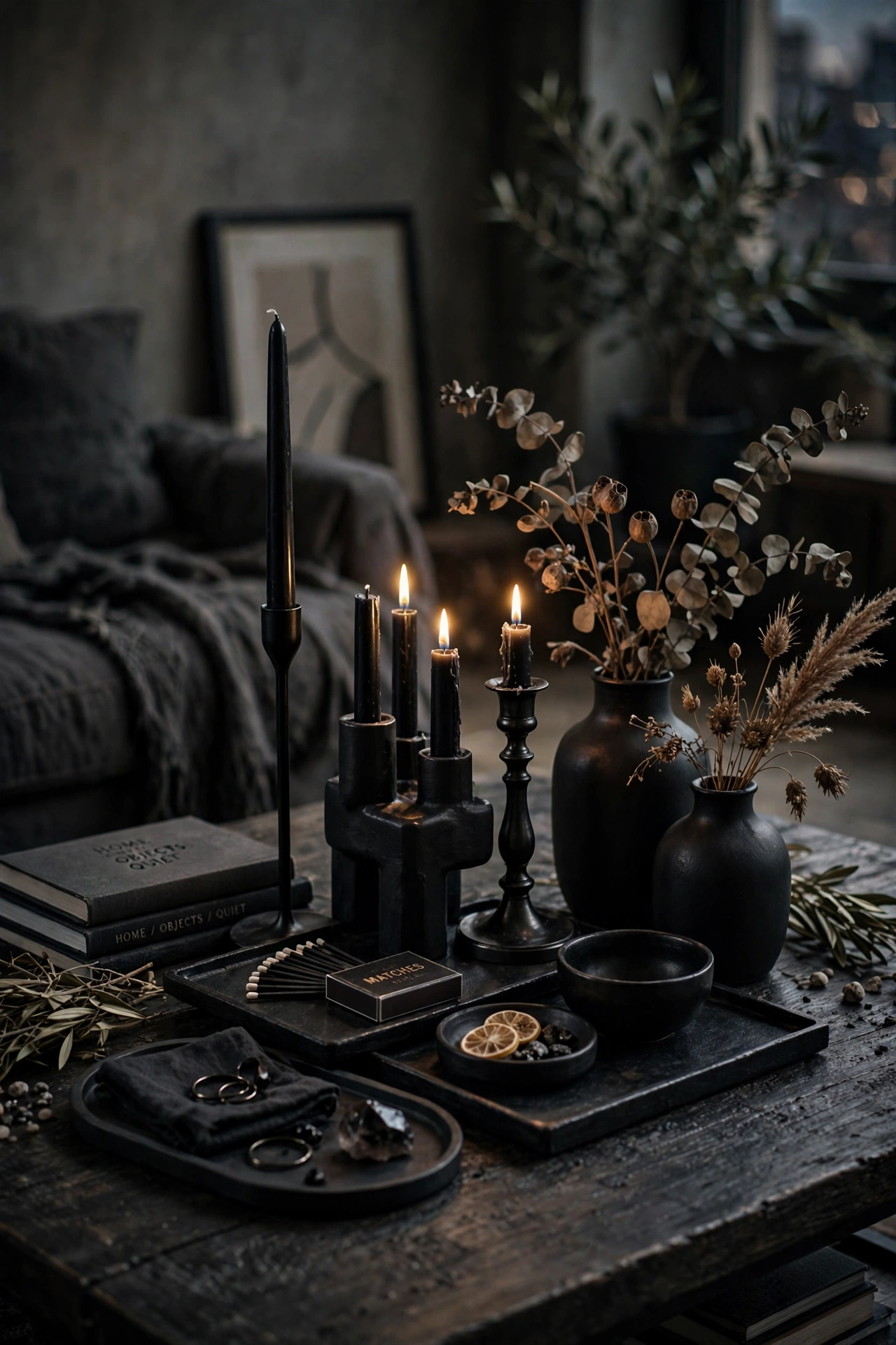 Black apartment decor
