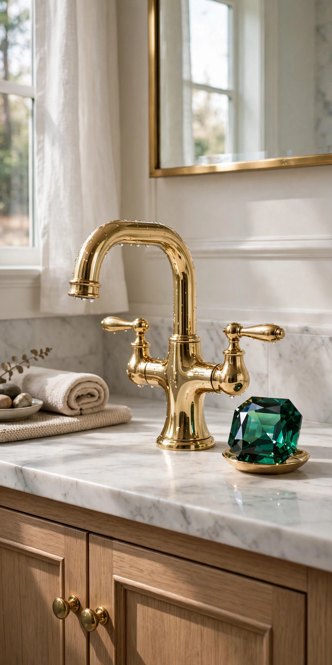 Bathroom gold accents