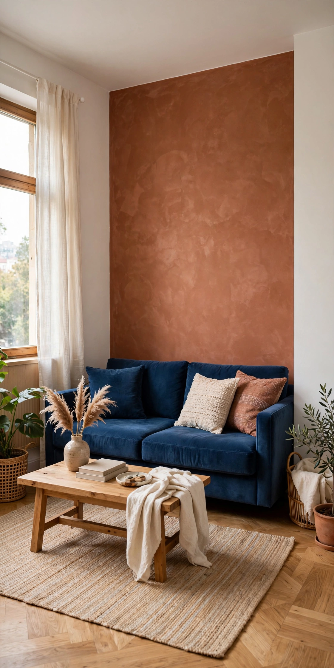 Blue and orange apartment decor