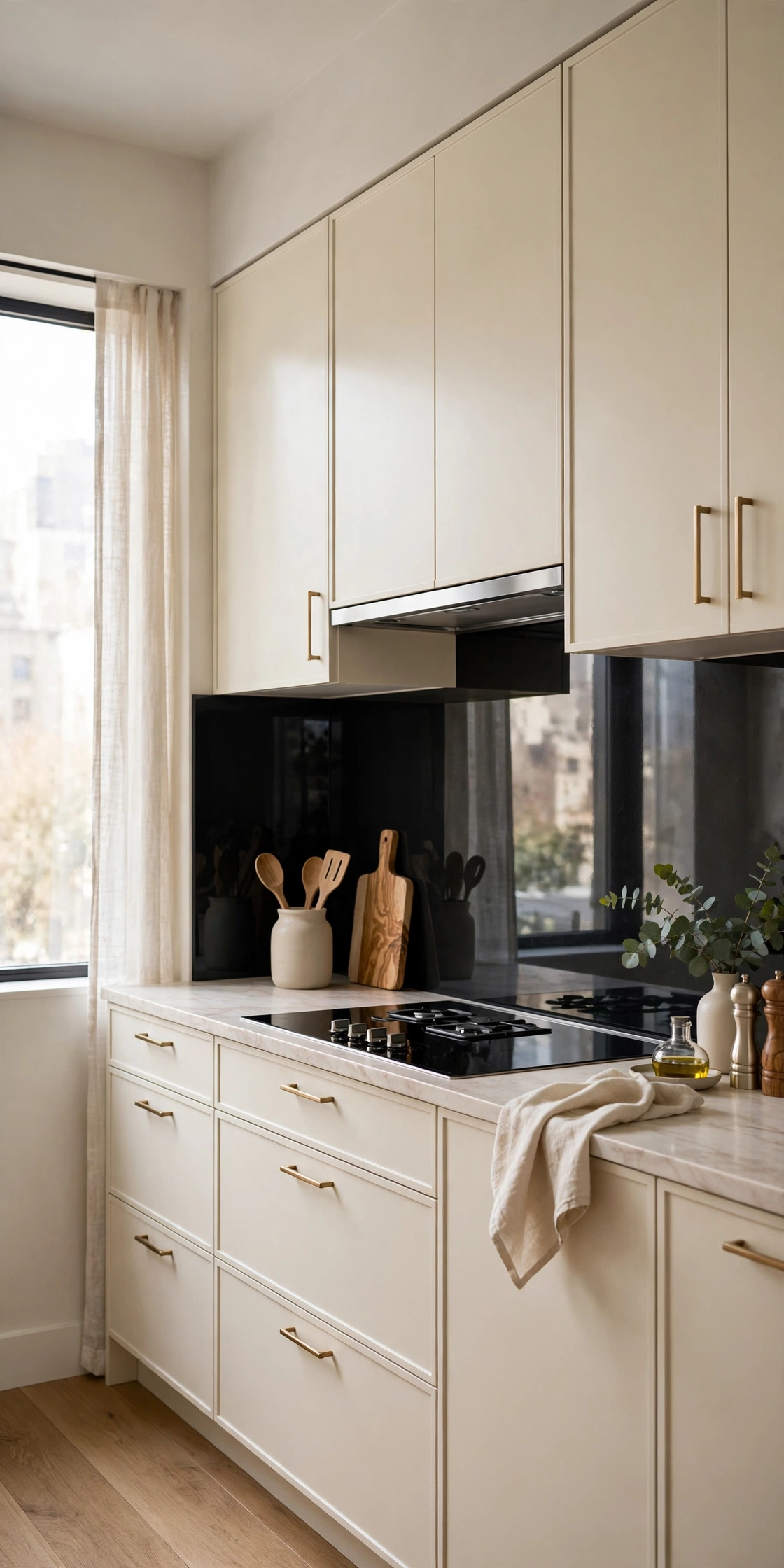 Black and cream kitchen