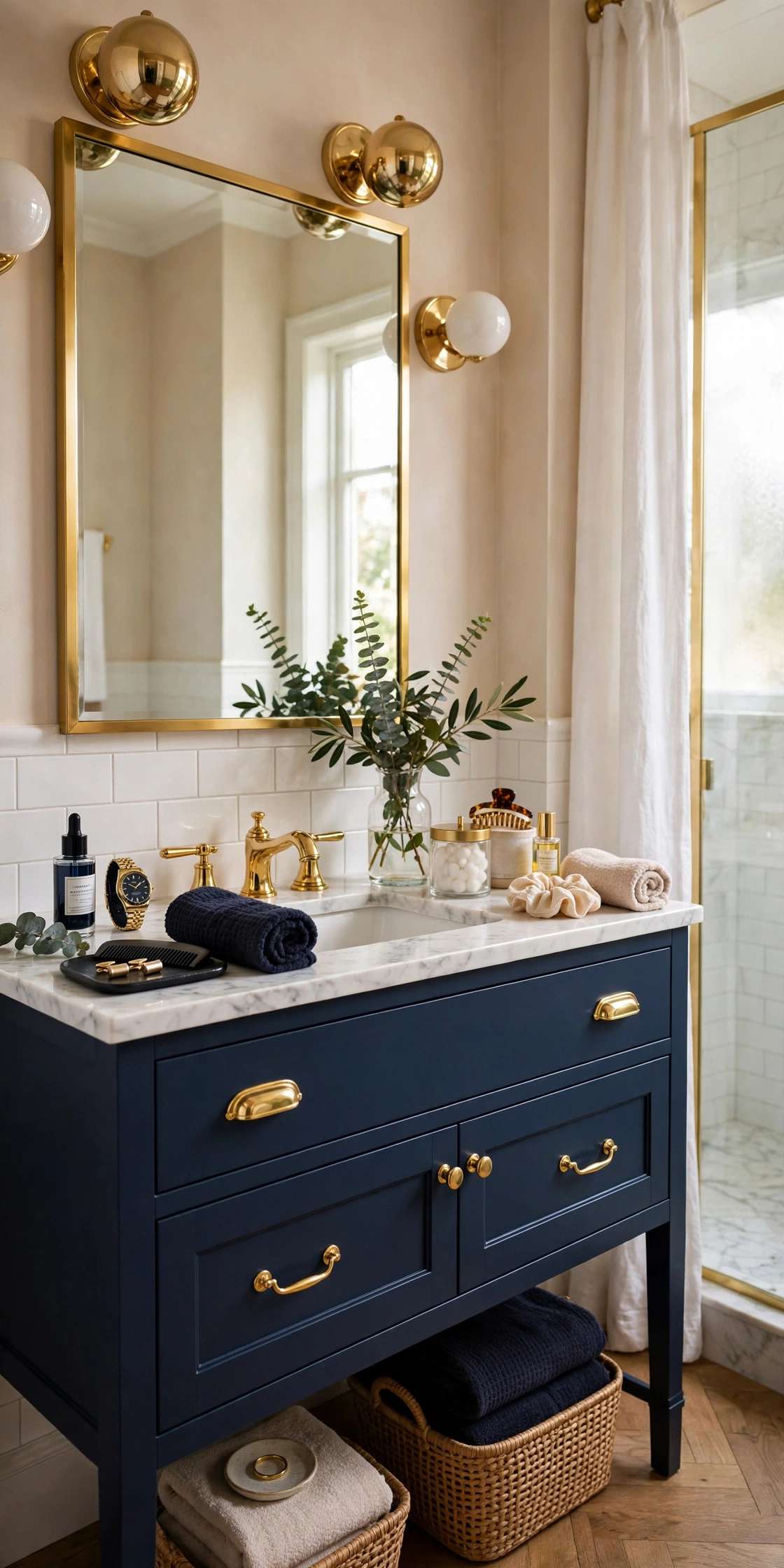 Bathroom gold accents