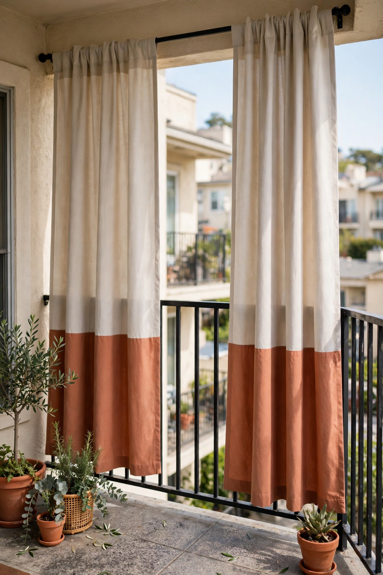 Apartment balcony curtains