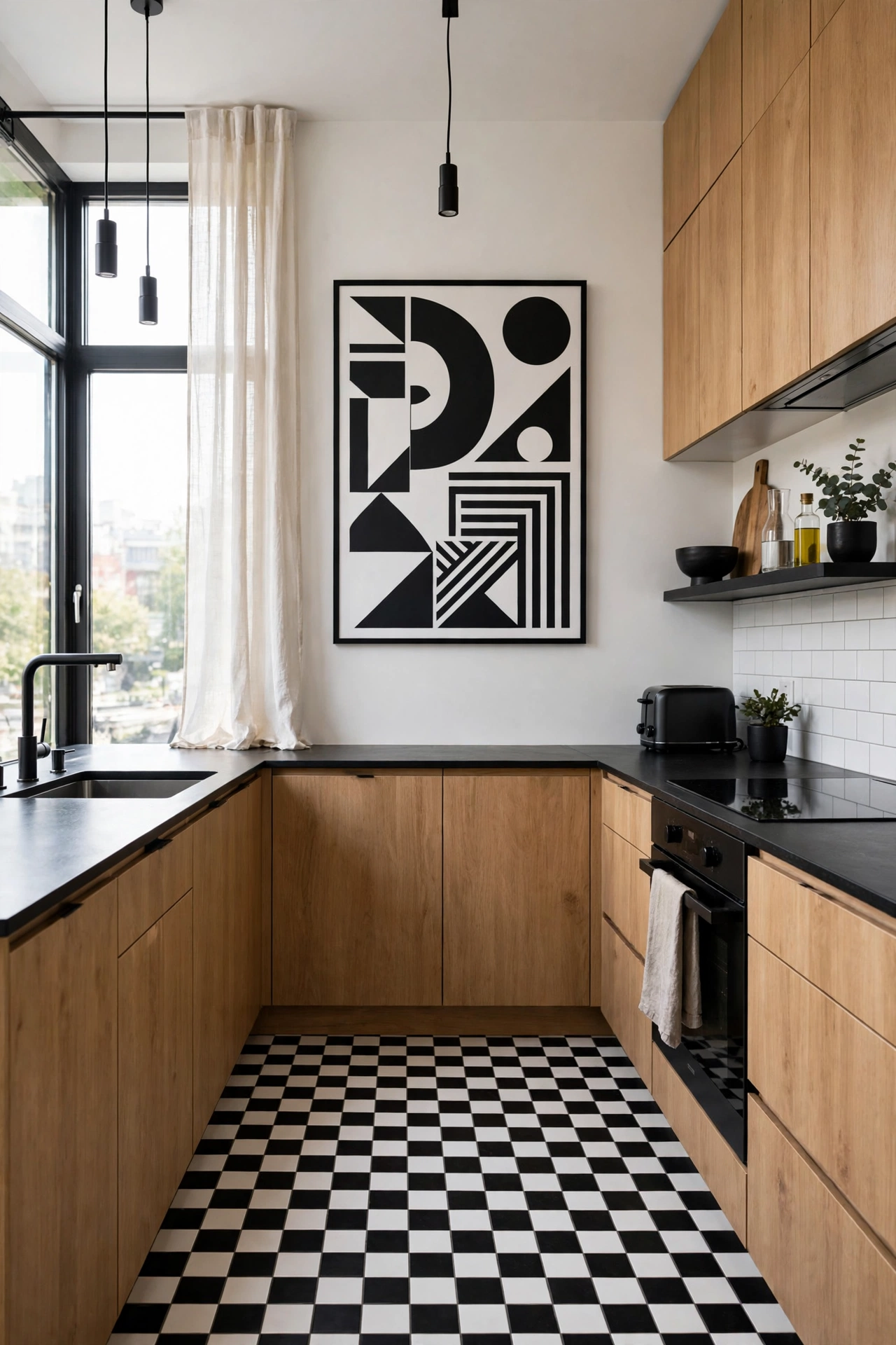 Black and white modern kitchen