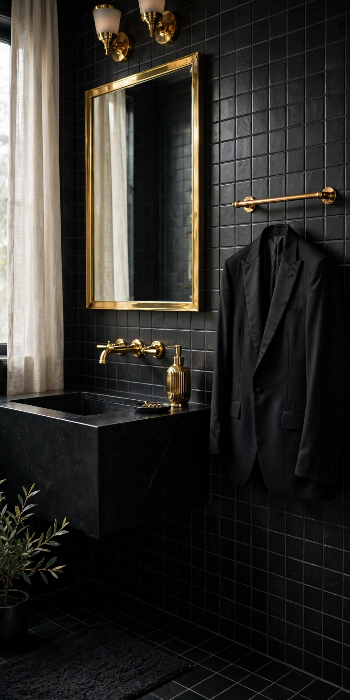 Bathroom gold accents