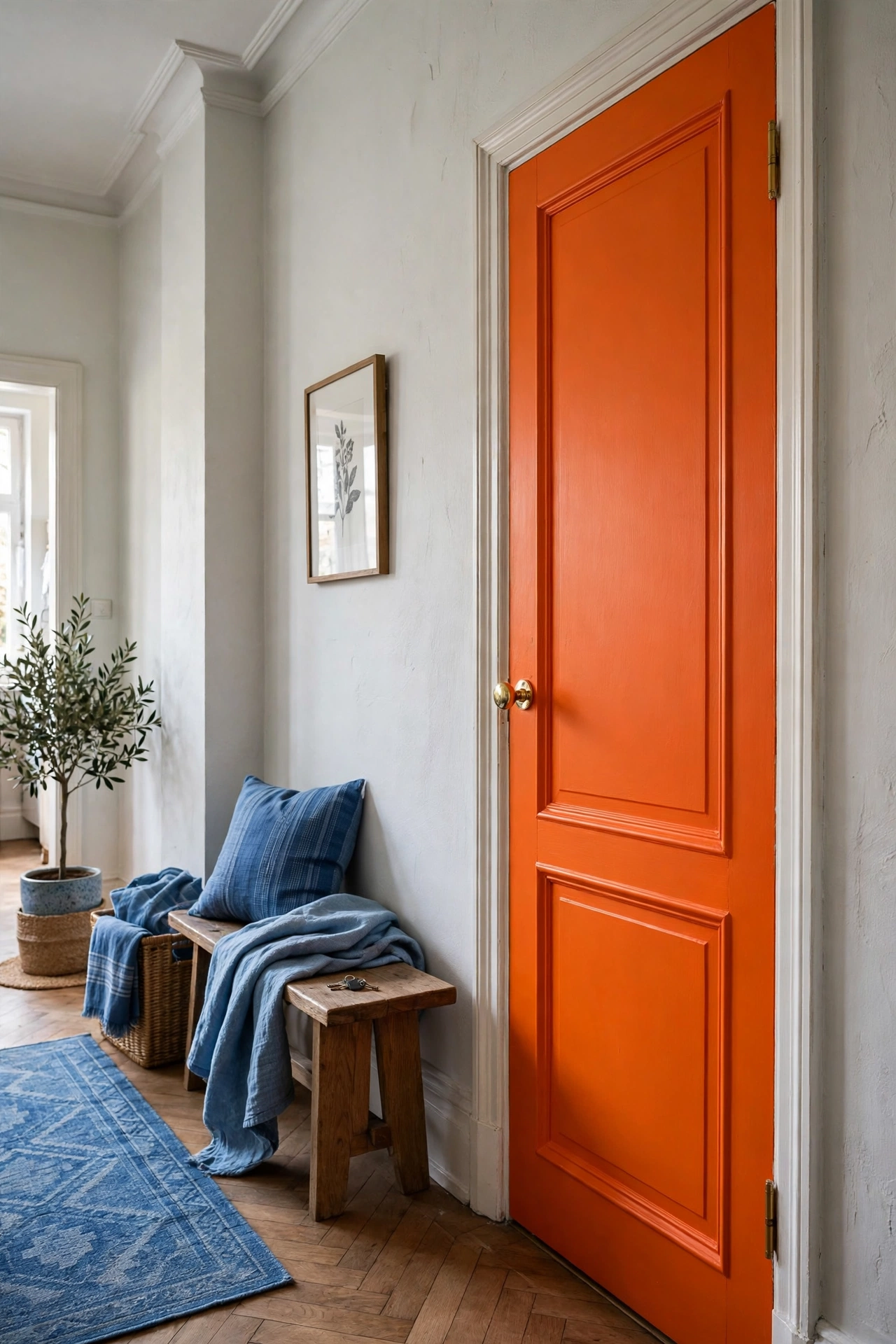 Blue and orange apartment decor