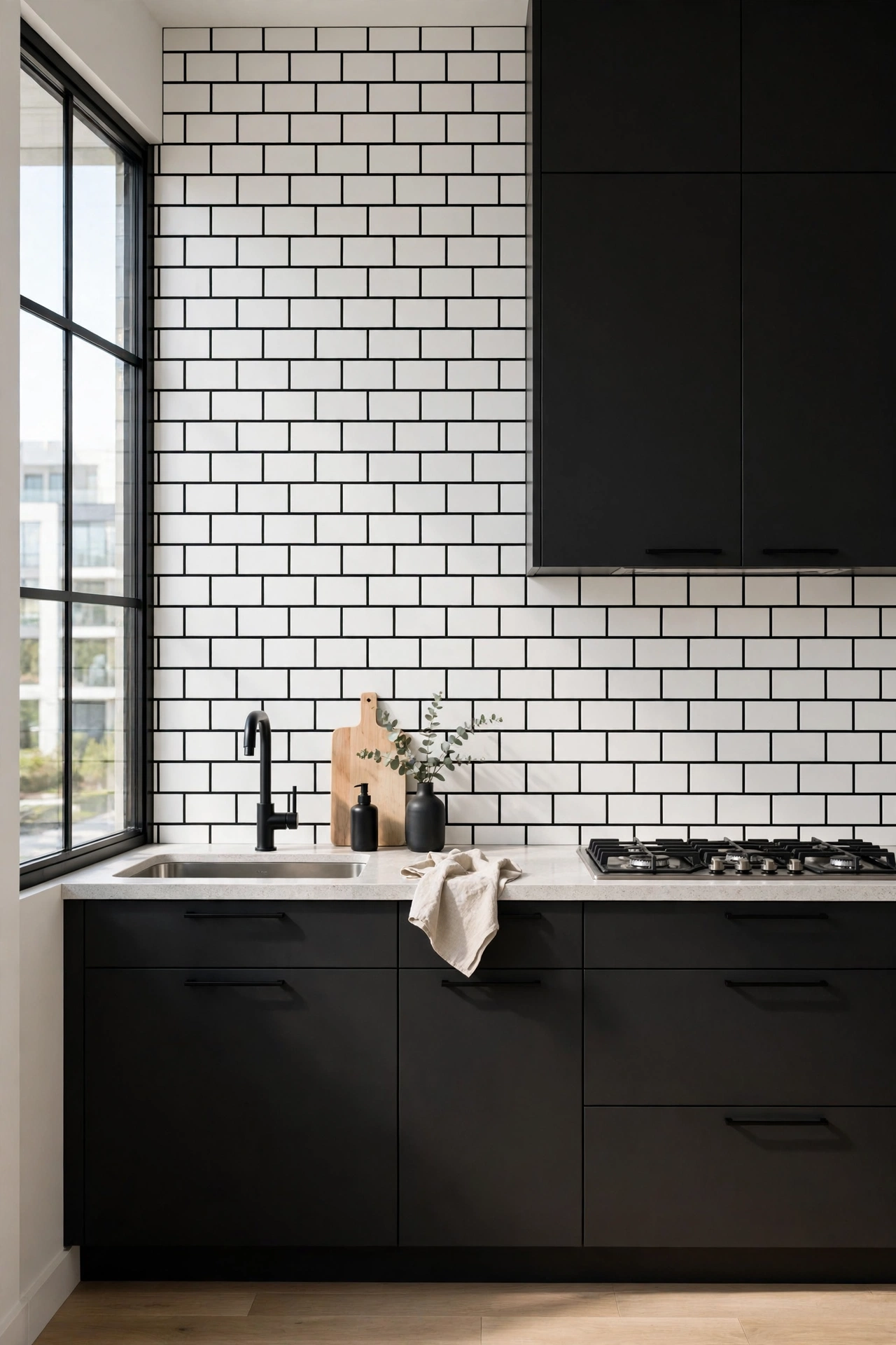 Black and white modern kitchen