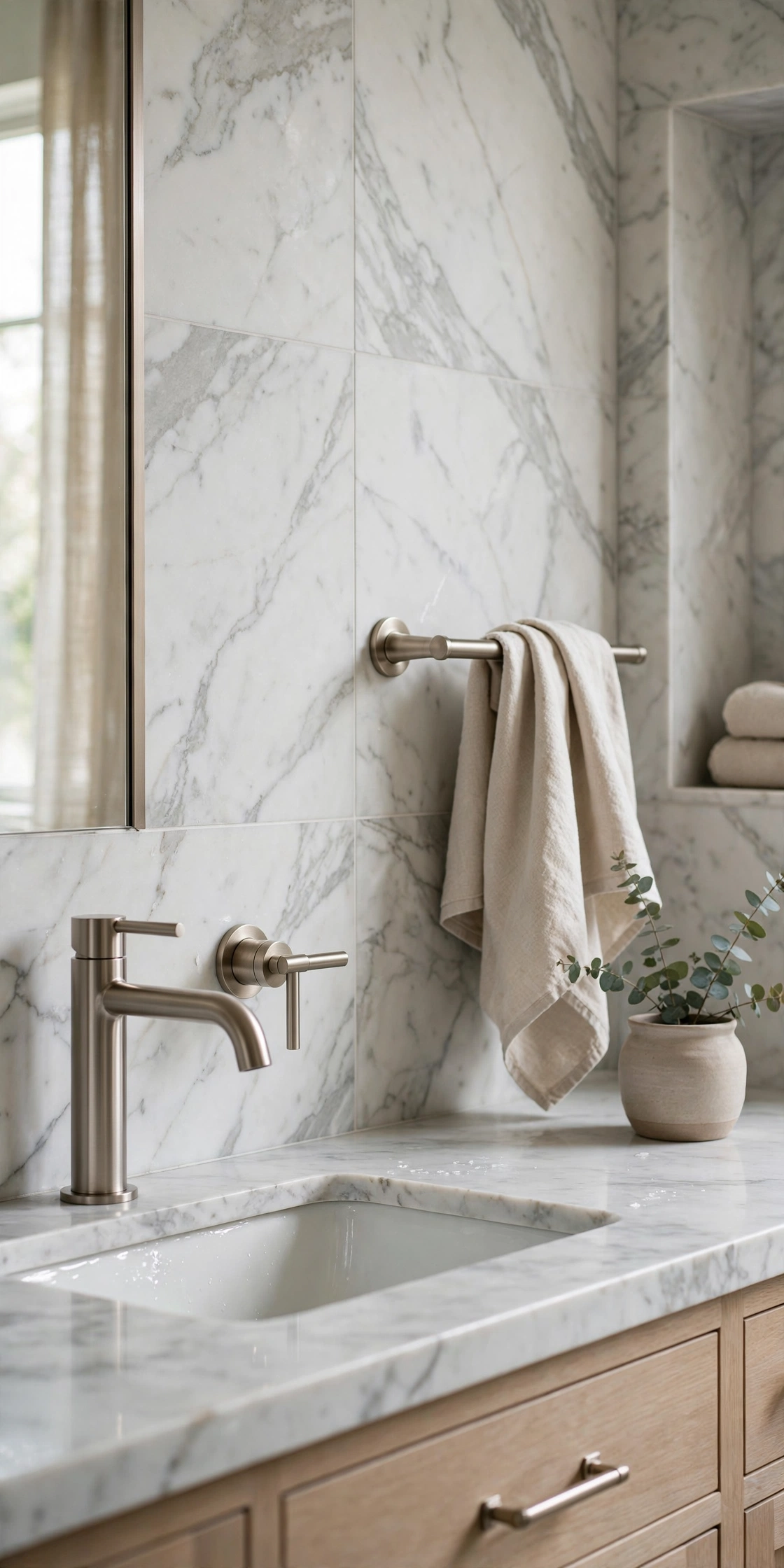 Bathroom silver fixtures
