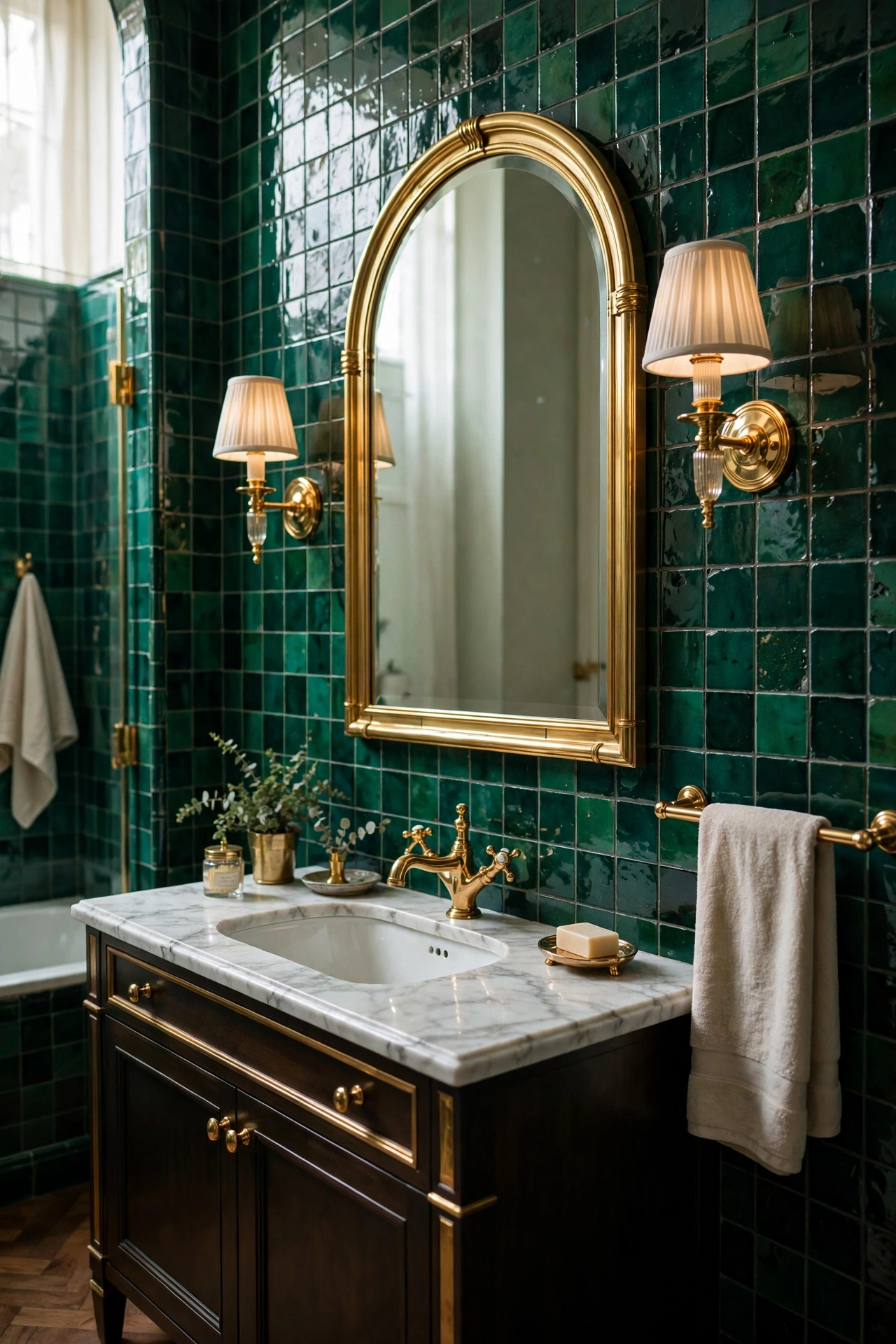 Bathroom gold accents