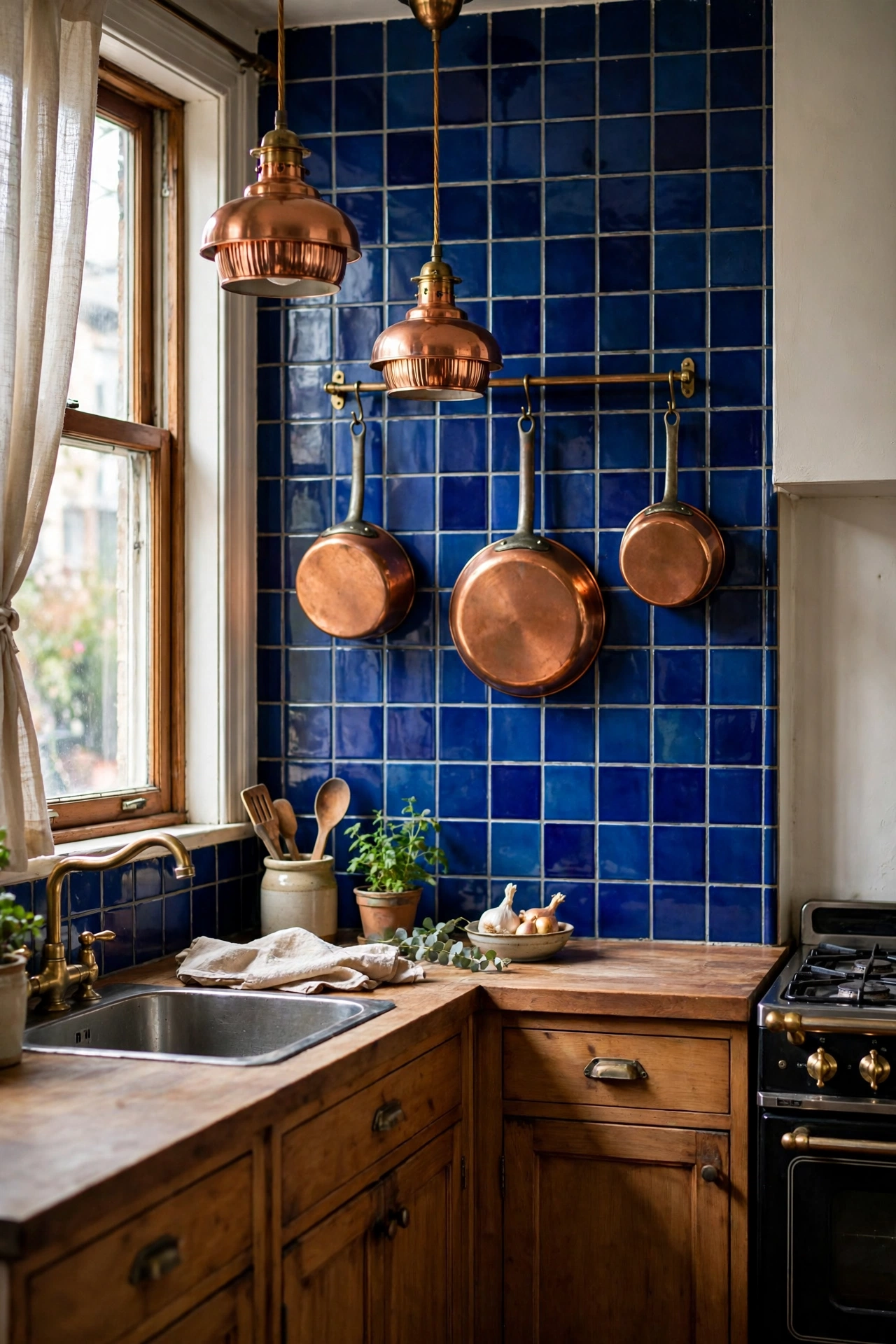Blue and orange apartment decor