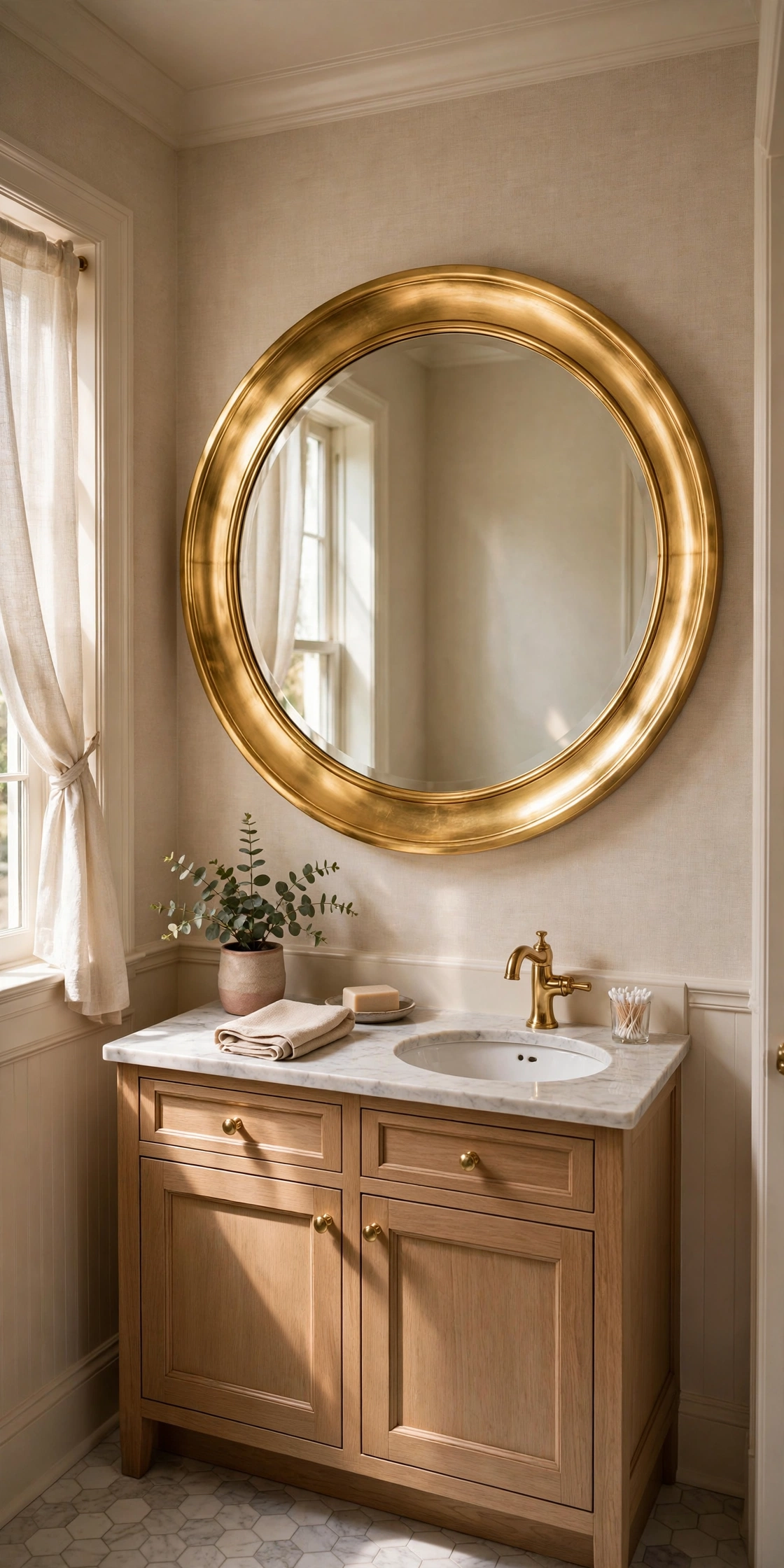 Bathroom gold accents
