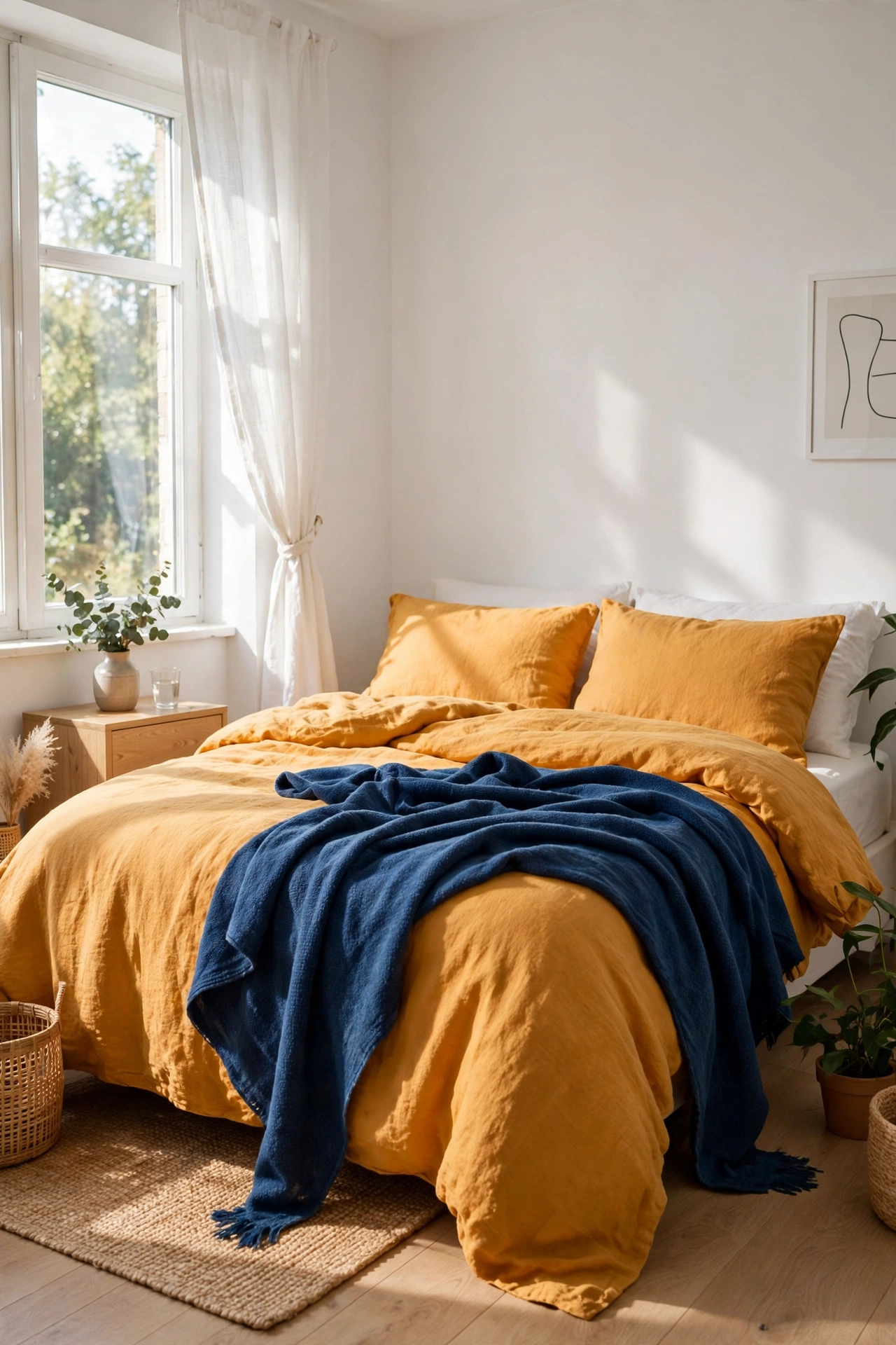Blue and orange apartment decor