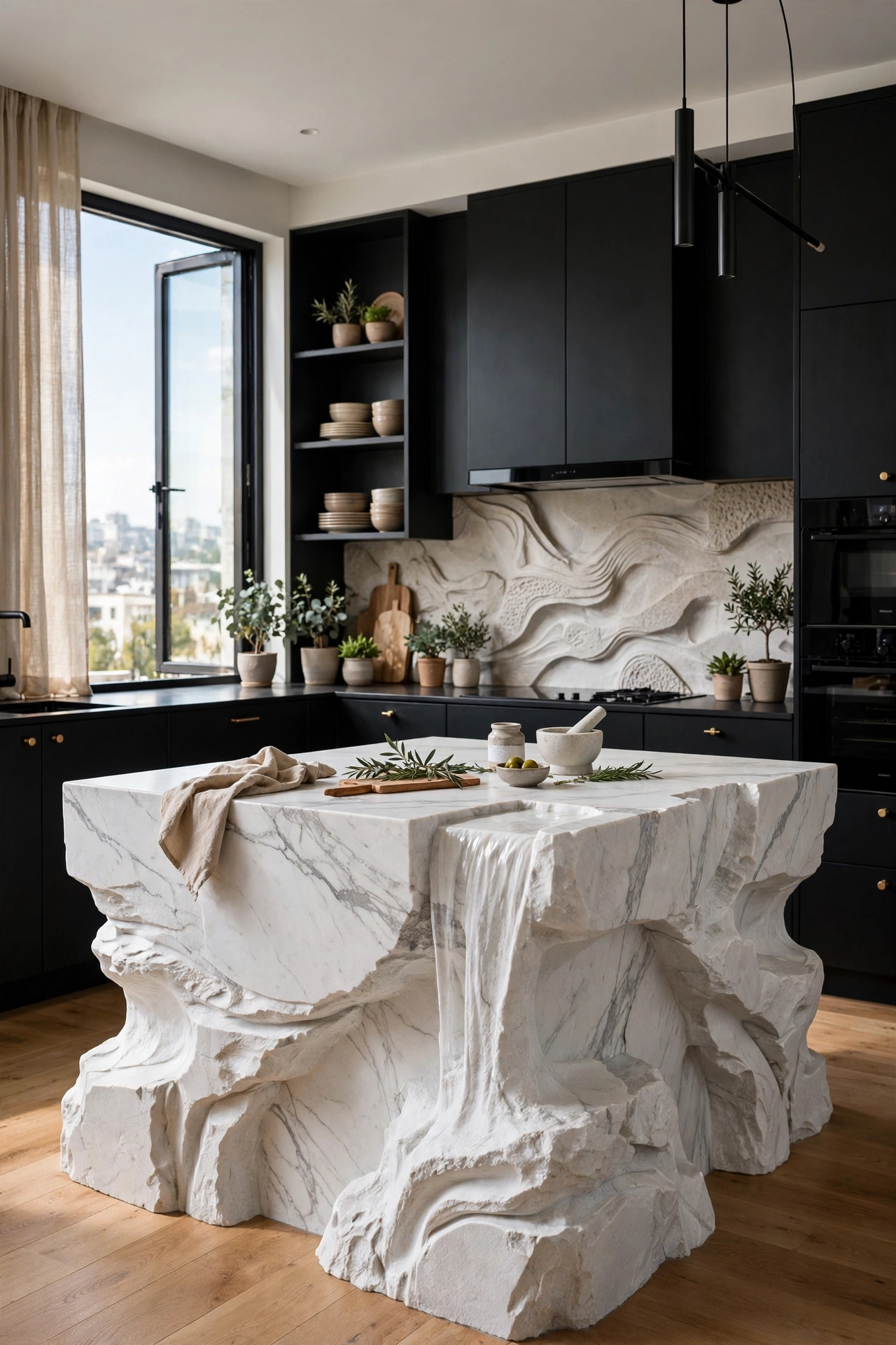 Black and white modern kitchen