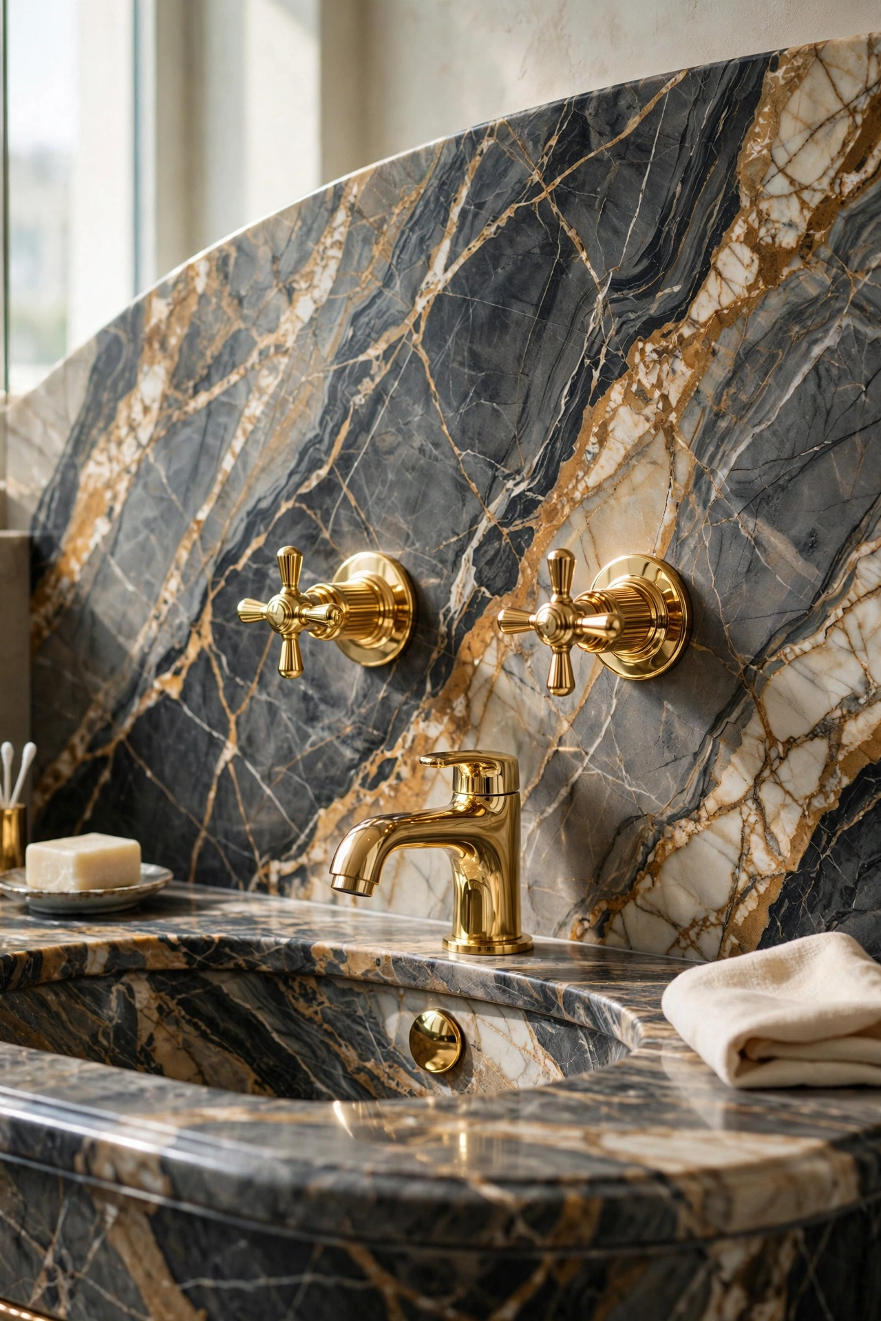 Bathroom gold accents