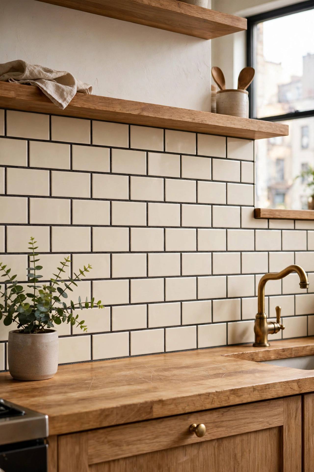 Black and cream kitchen