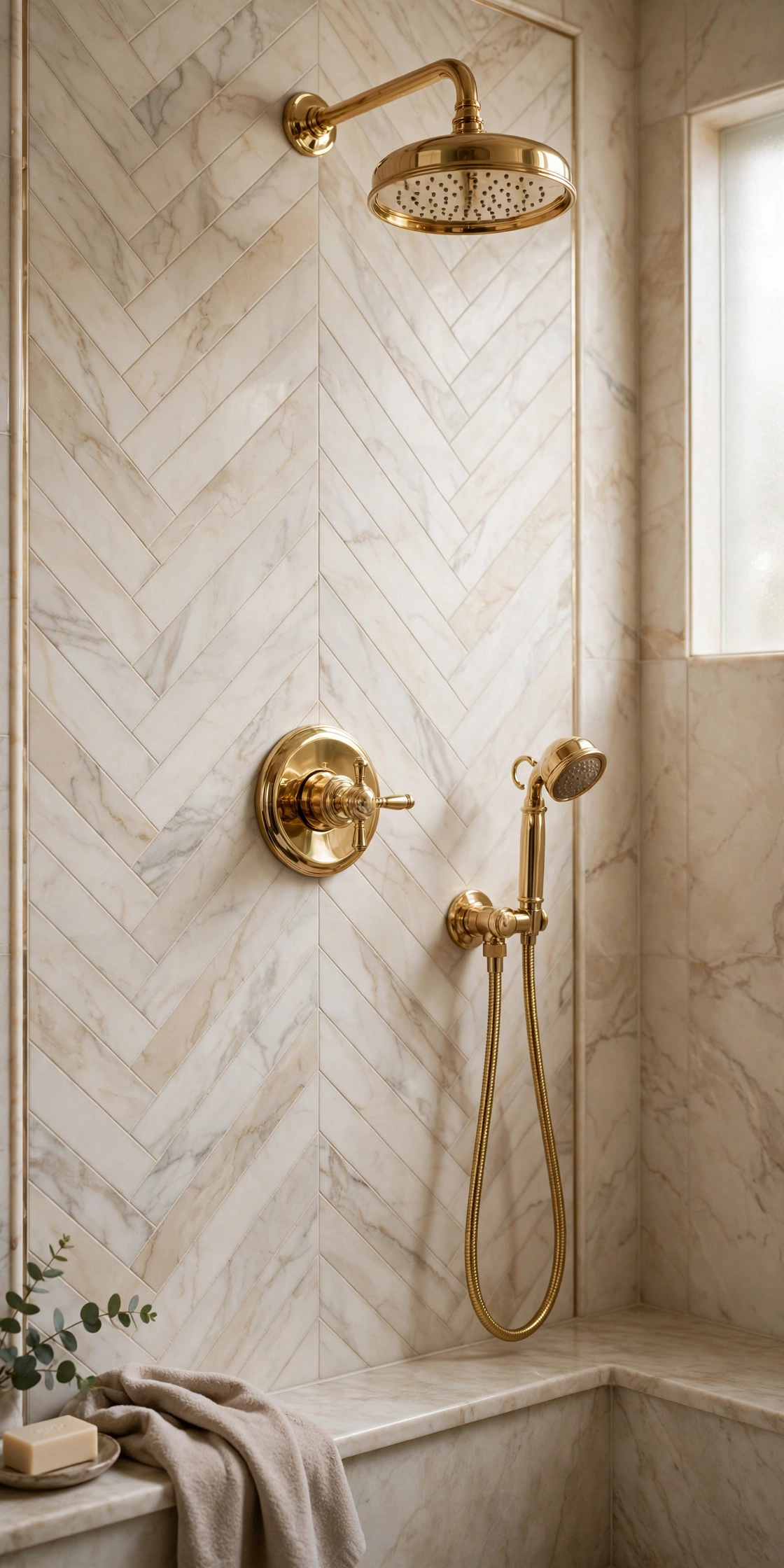 Bathroom gold accents