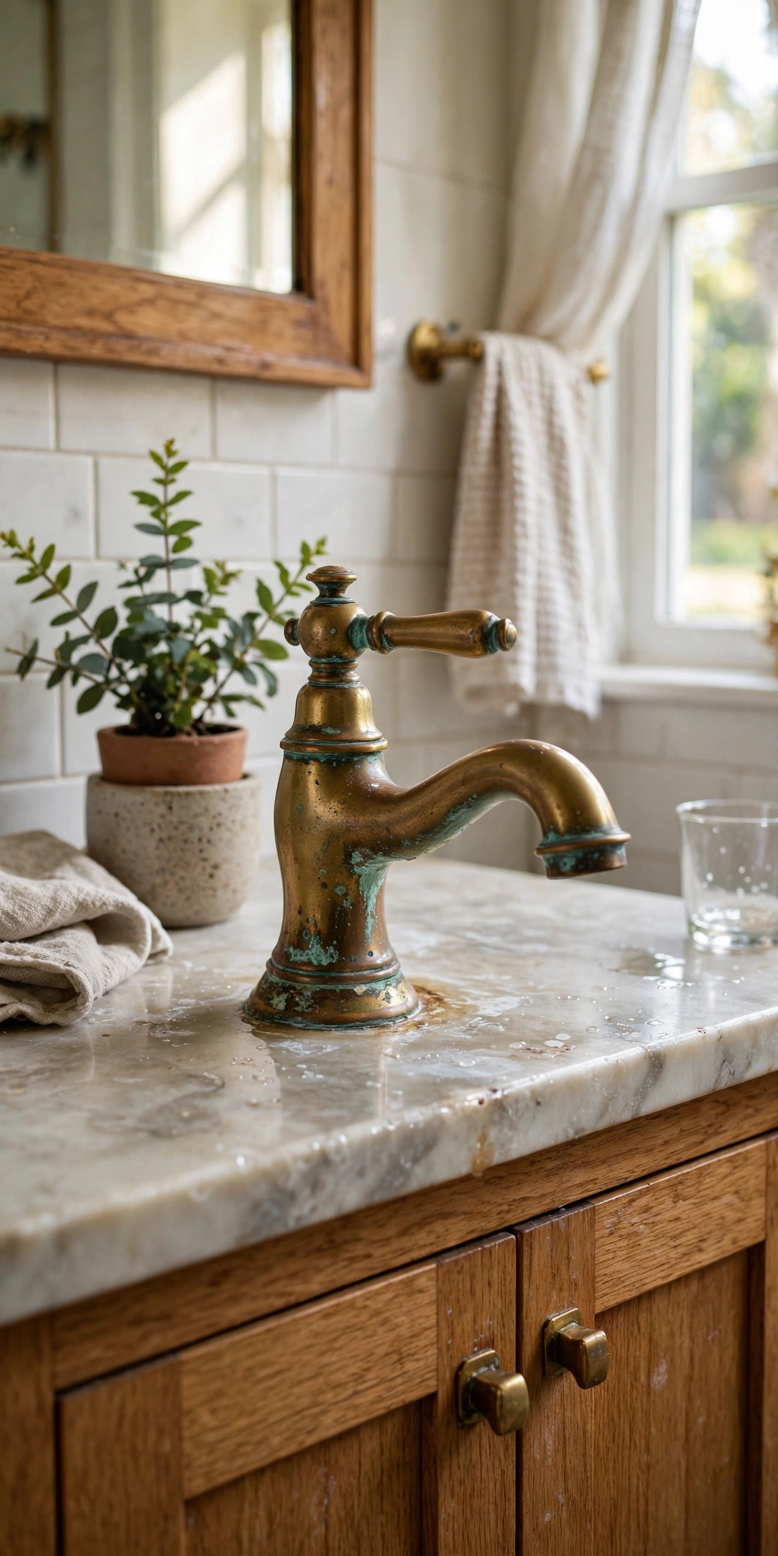 Bathroom gold accents
