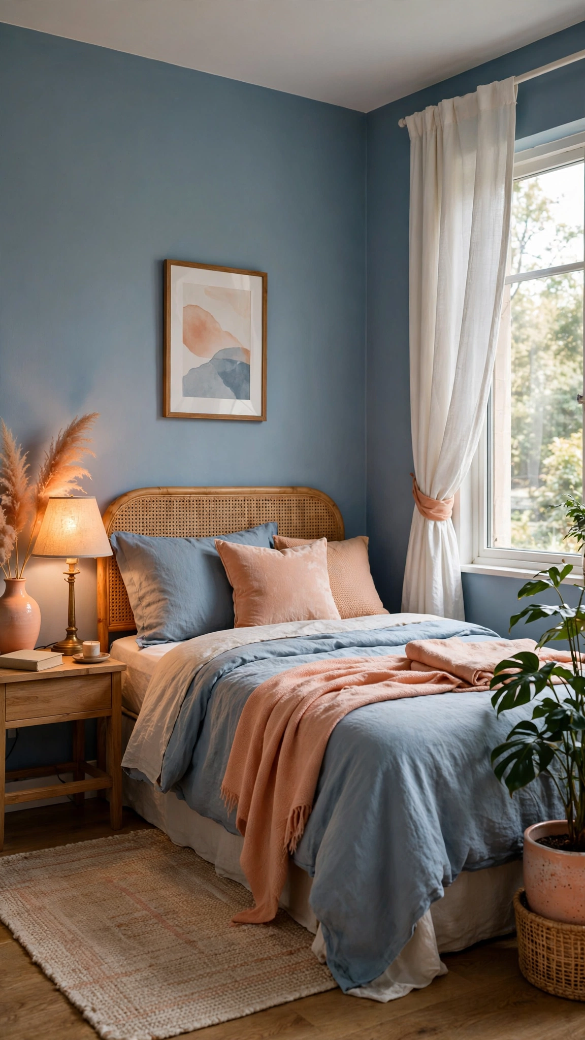 Blue and orange apartment decor