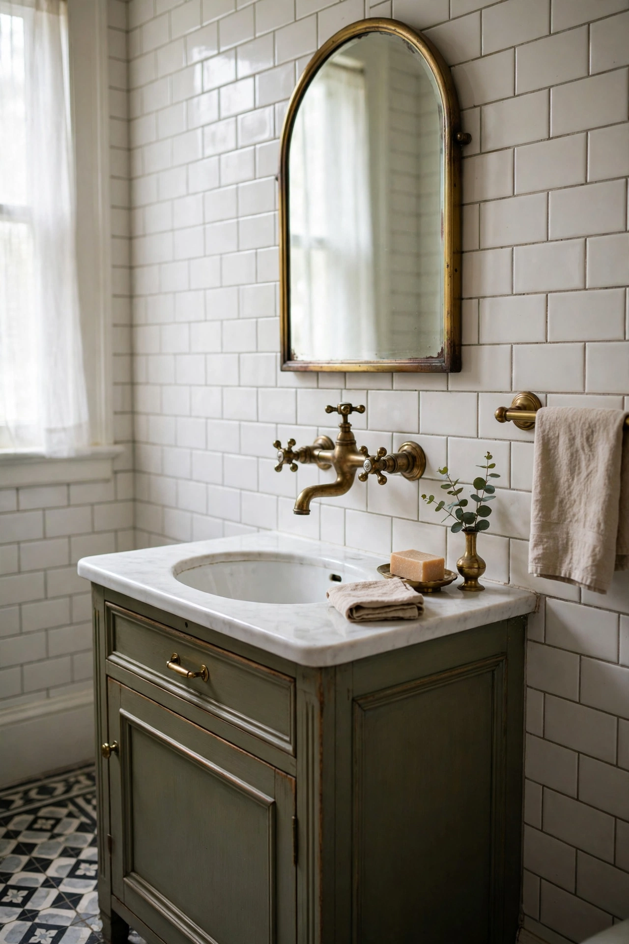 Bathroom gold accents